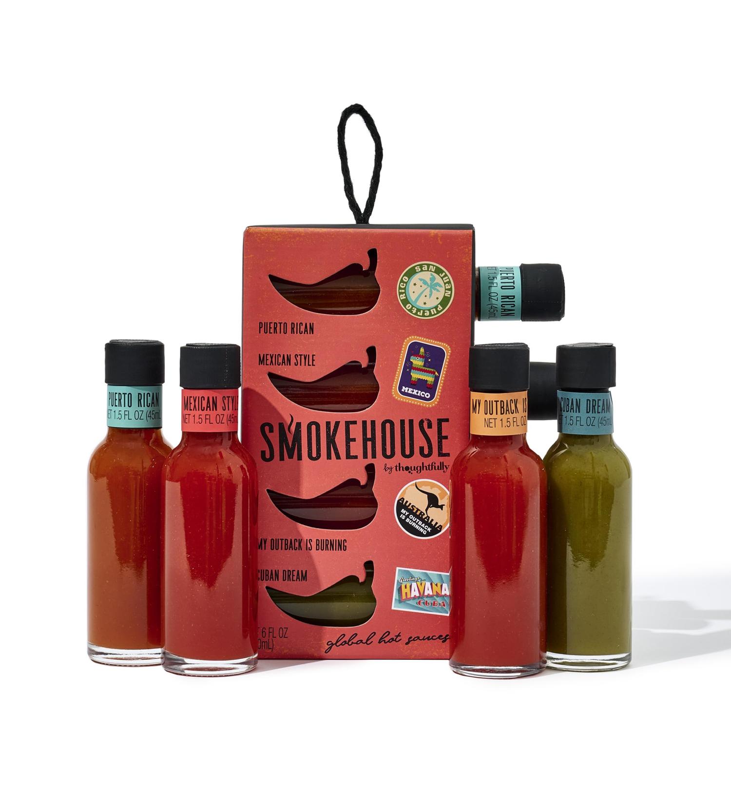 Thoughtfully Coffret cadeau de sauces piquantes internationales saveurs d'inspiration internationale dont mangue habanero portoricaine sauce piquante mexicaine et plus encore lot de 4 - Buy Online on GoSupps.com