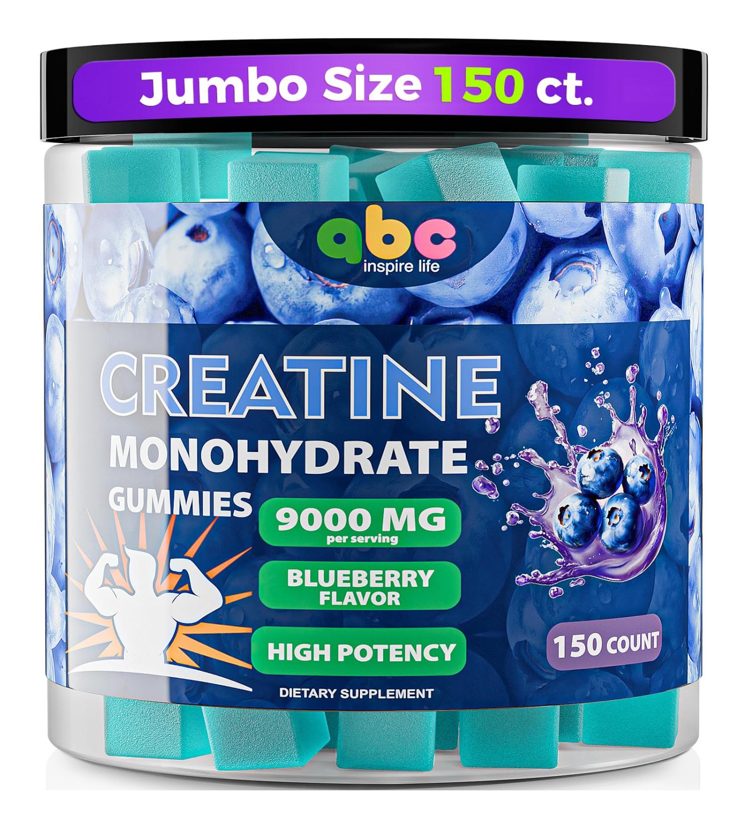 Creatine Monohydrate Gummies 9000mg for Men and Women-Advanced Formula Creatine Supplement Supports Strength & Energy Blueberry Flavor 150 Count Blueberry 150 Count (Pack of 1) - Buy Online on GoSupps.com