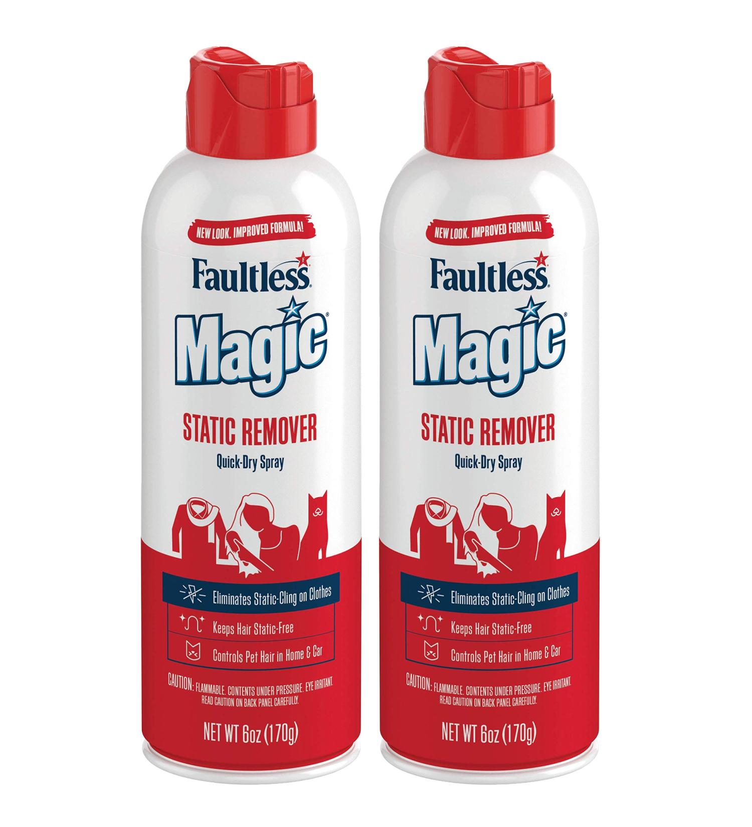 Magic Static Remover Pack of 2 - Anti-Static Spray for Clothes, Furniture & Car - Controls Pet Hair - 6 oz - Buy Online on GoSupps.com
