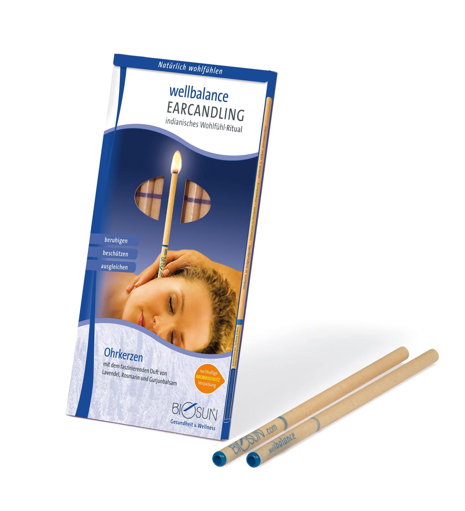 Biosun Wellbalance Ear Candles - 10 Pieces (5 Pairs) with Security Filter | Lavender Rosemary & Gurjunbalsam Fragrance | International Shipping Available - Buy Online on GoSupps.com
