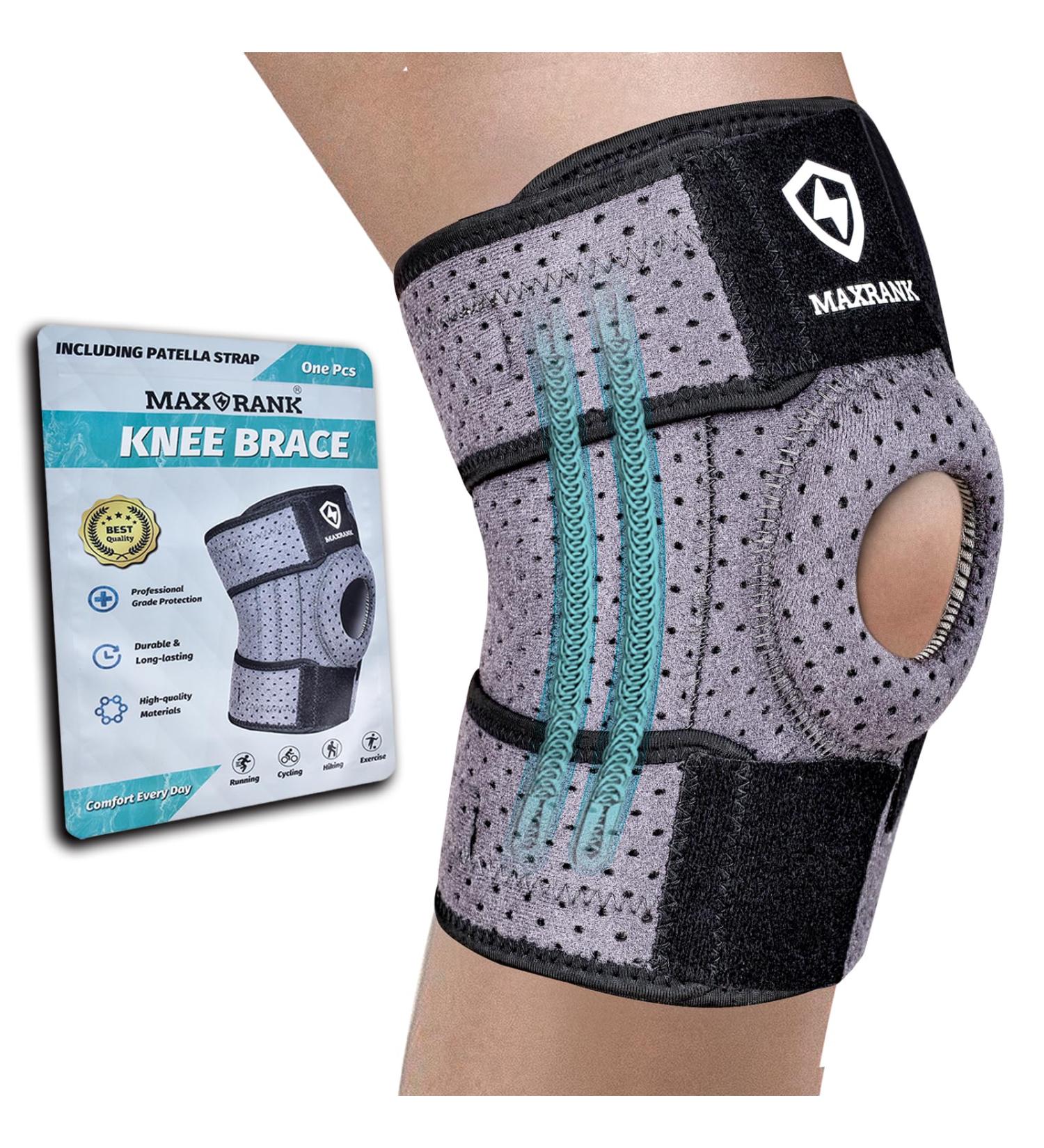 Knee Brace with Side Stabilizers - Adjustable Support for MCL ACL Arthritis & Meniscus Tear - Pain Relief for Men & Women - Universal Fit (10.2-19.1) - Gray - Buy Online on GoSupps.com