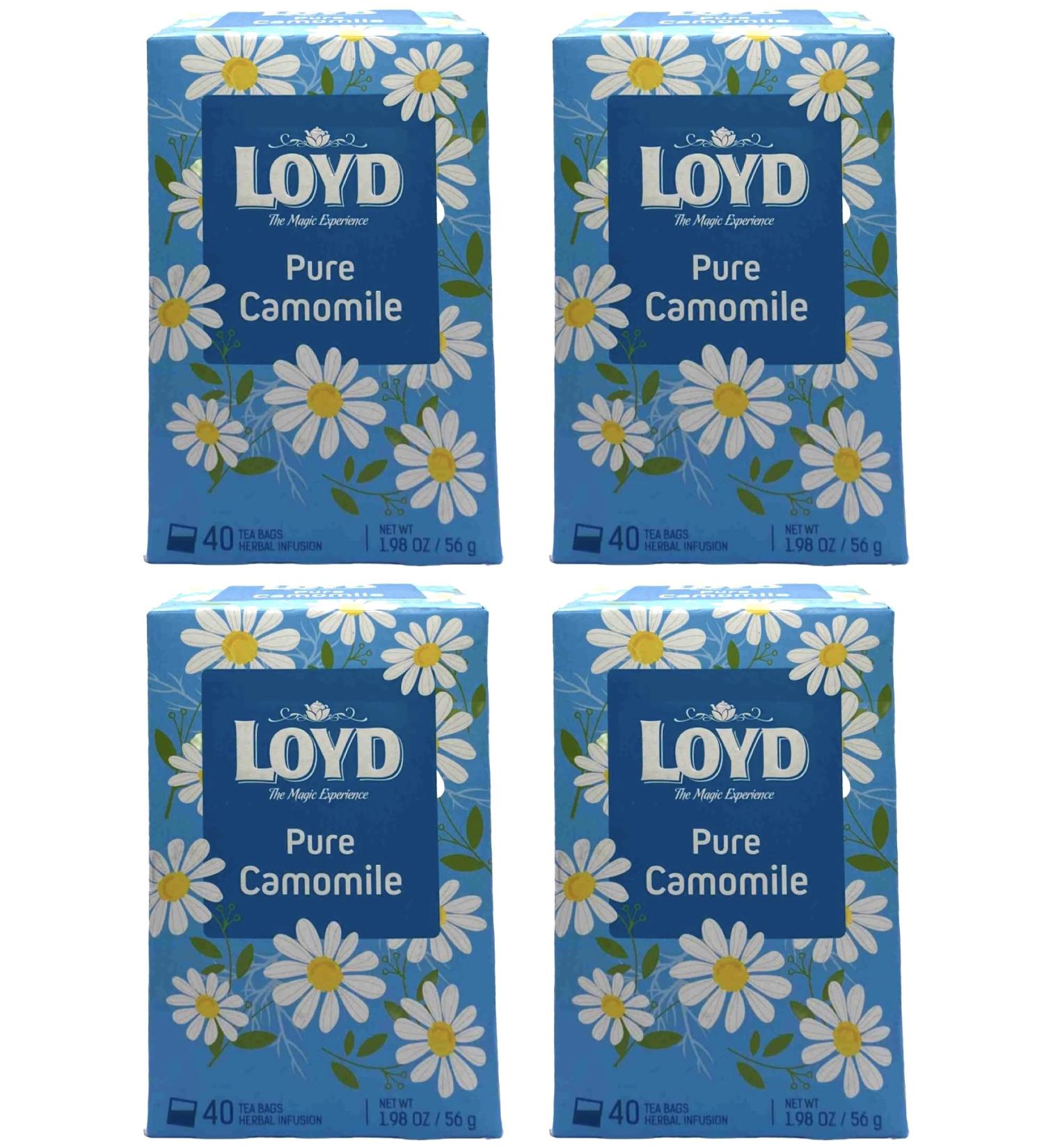 Loyd Tea 40 Teabag X4 Pure Camomile Flavour 160 Total Herbal Infusion Tea Drink Home Office Work - Buy Online on GoSupps.com