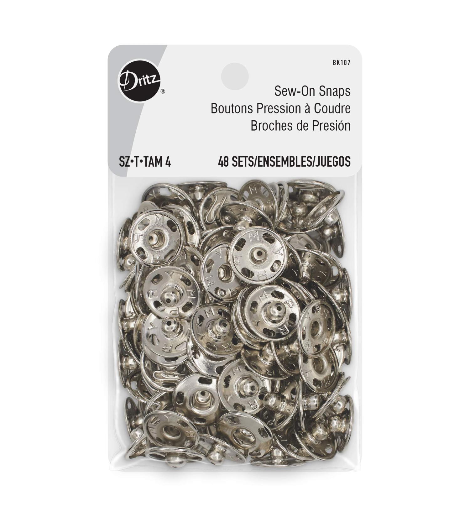 Dritz Sew On Snaps Nickel Fasteners - Size 4, 48 Sets - 48ct - Buy Online on GoSupps.com