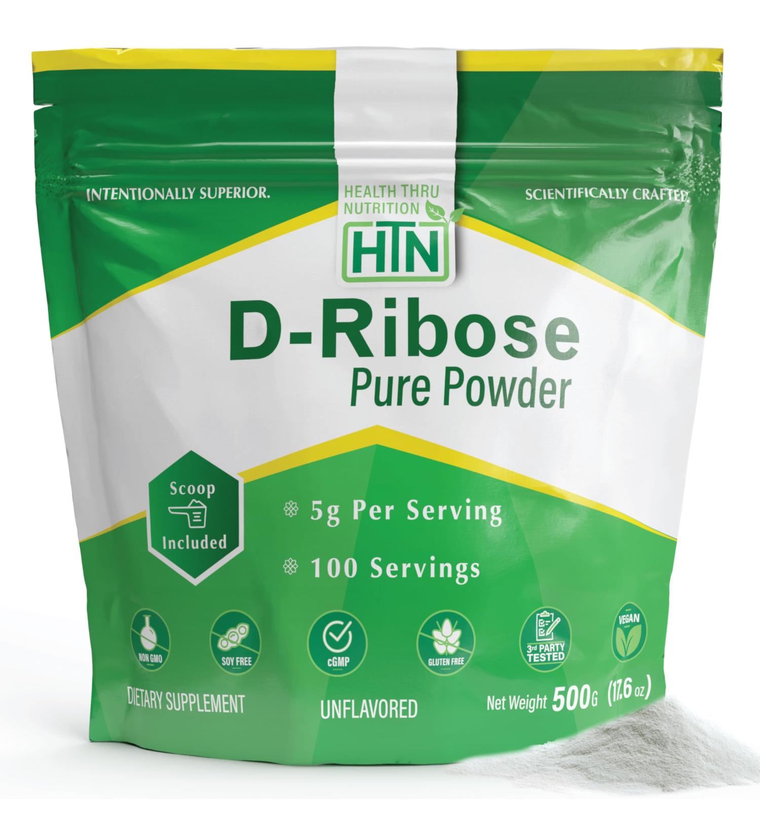 Health Thru Nutrition D-Ribose Pure Powder 500 Grams | 5 Grams Per Serving | Cellular Energy Support | Non-GMO Ribose Dietary Supplement (500g 17.6 oz) - Buy Online on GoSupps.com