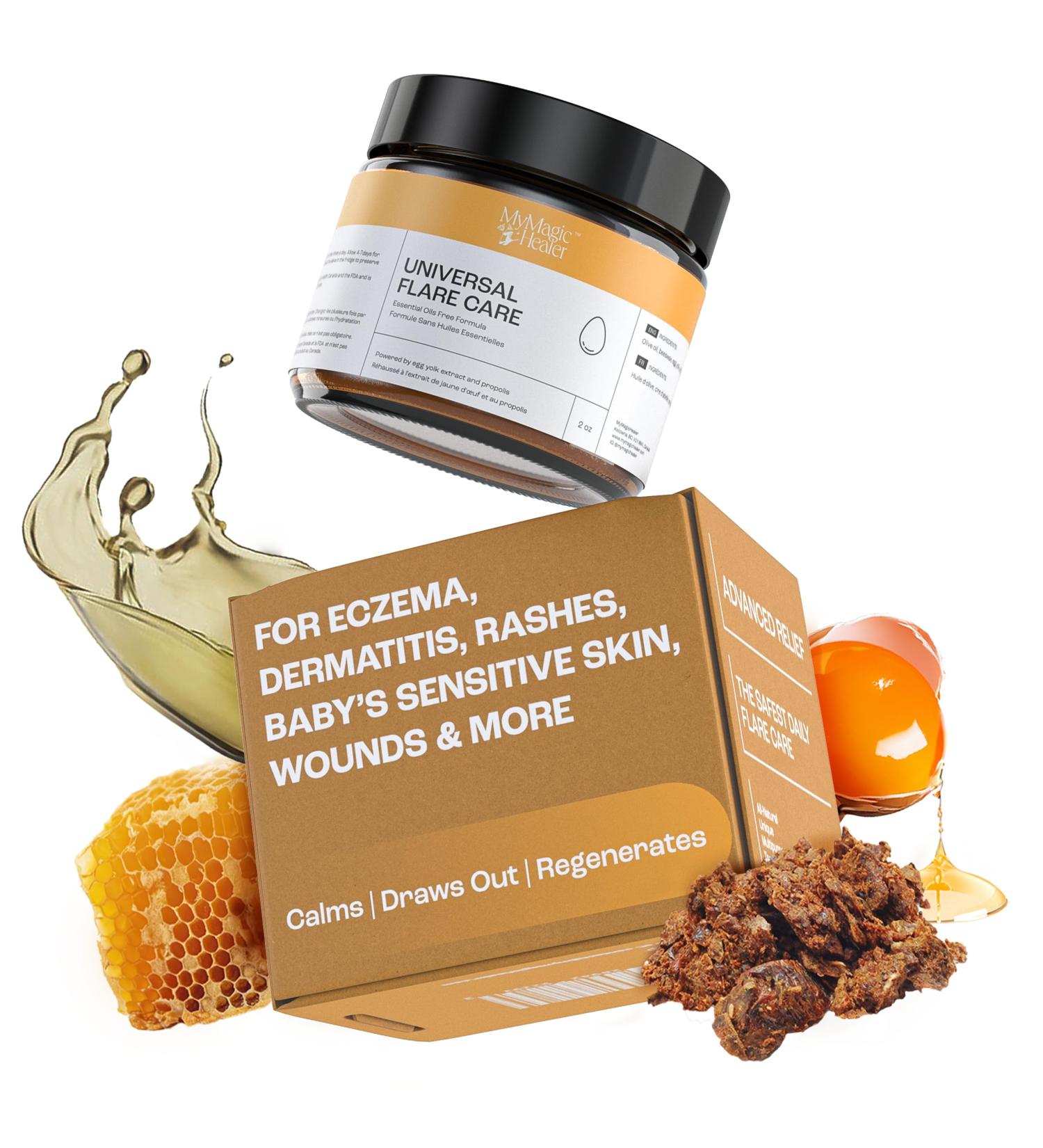 MyMagicHealer Universal Flare Care | Essential Oil Free | Relief for Rashes, Eczema, Psoriasis, Hidradenitis Suppurativa, Impetigo, Dermatitis, Wound Care, Sensitive Skin w/Propolis & Egg Yolk 2 oz 2 Ounce - Buy Online on GoSupps.com