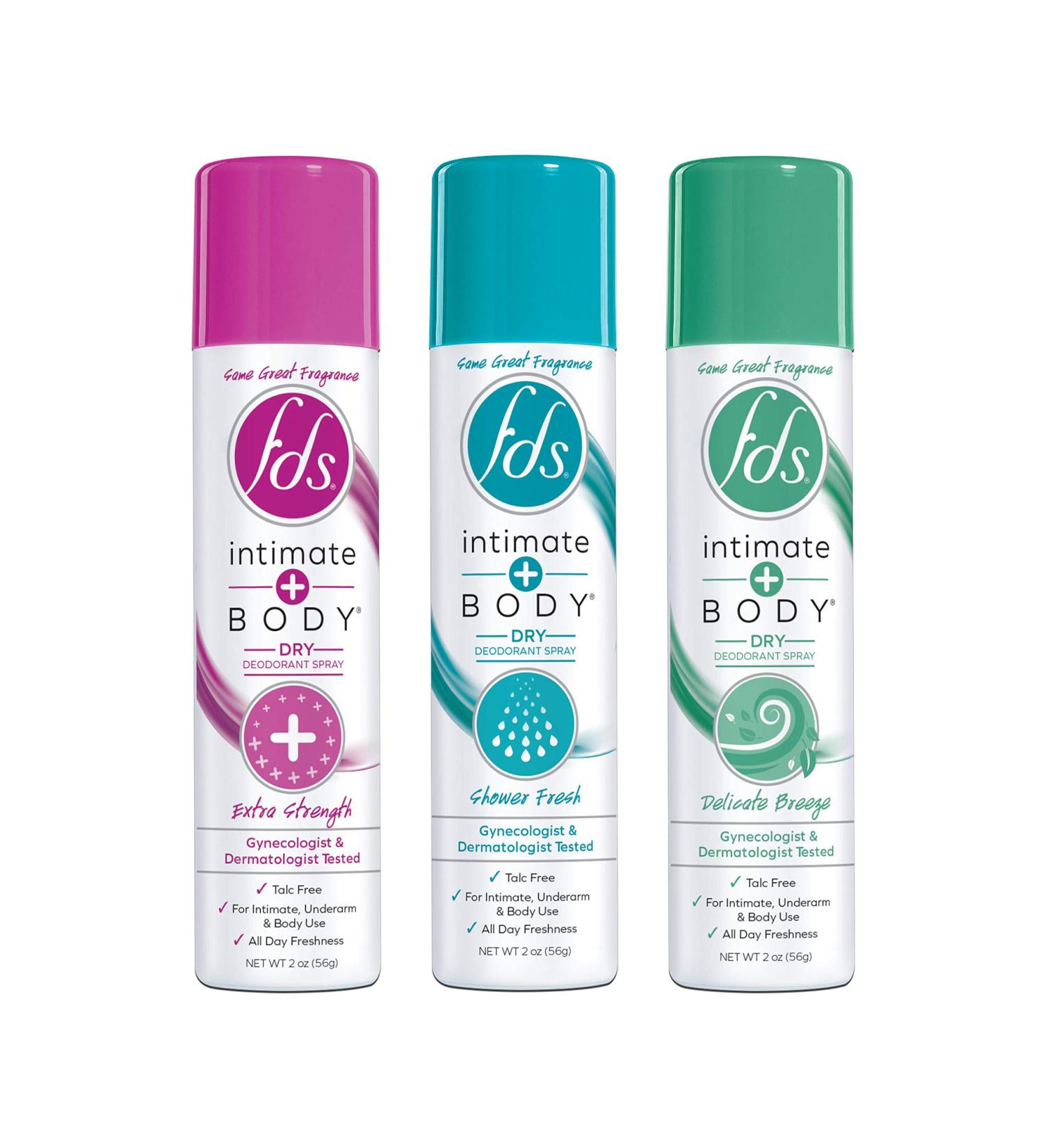 FDS Intimate Deodorant Spray Variety Pack - Shower Fresh & Delicate Breeze - 2oz Bottles - 3 Pack - Buy Online on GoSupps.com
