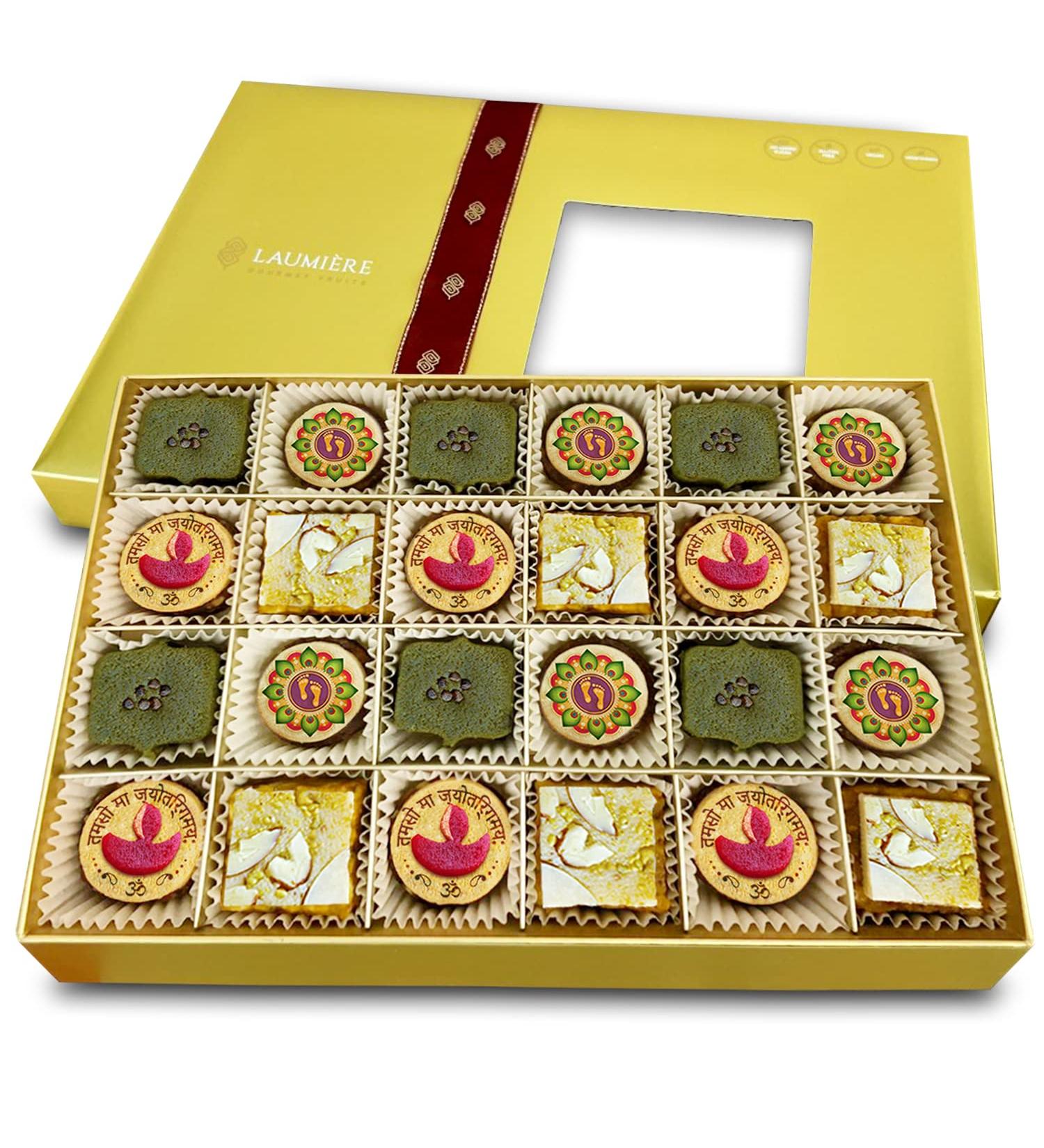 Laumiere Gourmet Fruits - Diwali Collection Rectangle - 1.1 Lbs - Indian Mithai Box - Fruits and Nuts Sweets - No Added Sugar - All Natural Ingredients - Diwali Gift Hamper - Indian Mithai Sweet Large (Pack of 1) - Buy Online on GoSupps.com
