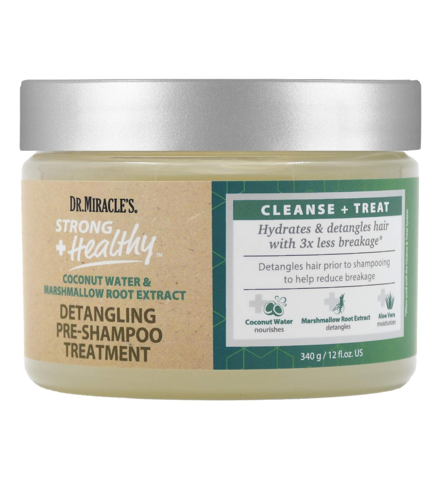 Dr. Miracle's Strong & Healthy Detangling Pre-Shampoo Treatment - Coconut Water, Marshmallow Root, Aloe Vera - 12 oz - Buy Online on GoSupps.com