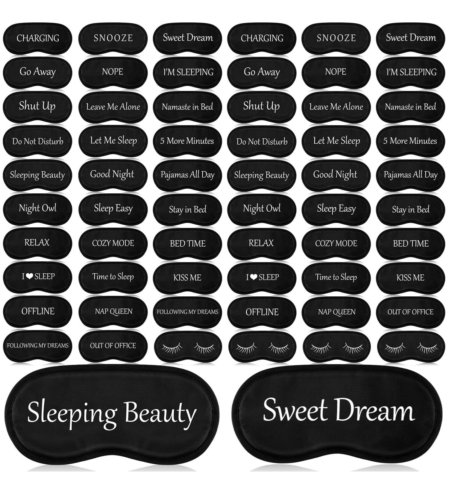 Ramede 60 Pieces Bulk Funny Sleep Mask | Adjustable Strap Silk Blindfold for Women Men Kids | Soft Eye Covers for Travel, Nap, Meditation - Buy Online on GoSupps.com