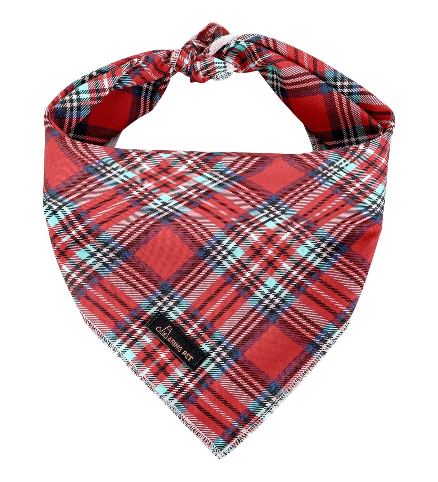 Christmas Dog Bandana - Red Checked Neckerchiefs for Small to Large Dogs & Cats | Aring Pet Accessories - Buy Online on GoSupps.com