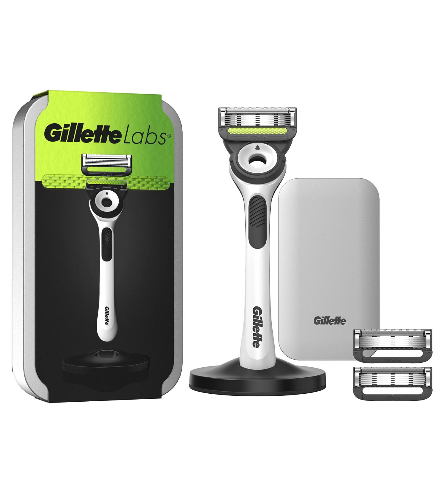 Gillette Labs Wet Razor for Men with Cleaning Element & Travel Case - Premium Magnetic Dock & 3 Blades | Perfect Gift for Men - Buy Online on GoSupps.com