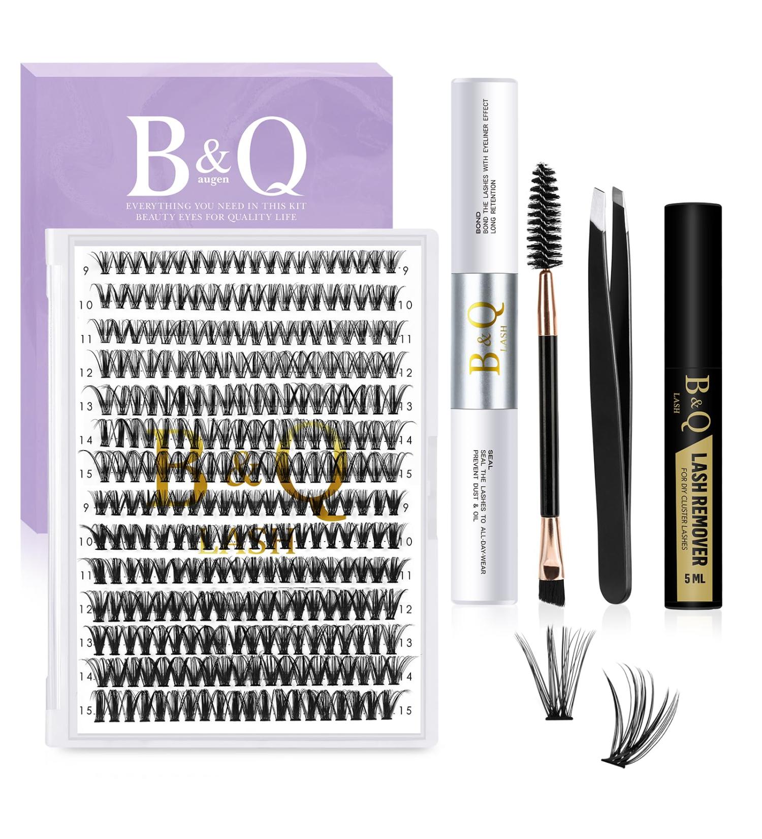 Lash Extension Set B & Q - 280 PCs 0.07D 9-15 Mix | Complete Eyelash Extensions Kit with Adhesive Remover & Applicator for Beginners - Buy Online on GoSupps.com