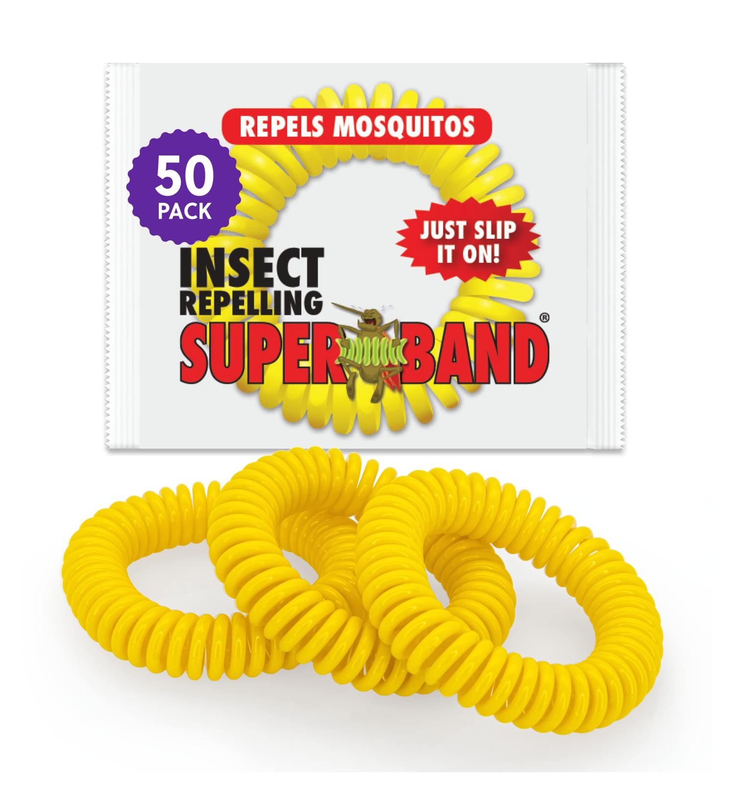 Superband Mosquito Repellent Bracelets - Pack of 50, Deet-Free, Long-Lasting Waterproof Bug Repellent Bands for Adults & Kids - Yellow - Buy Online on GoSupps.com