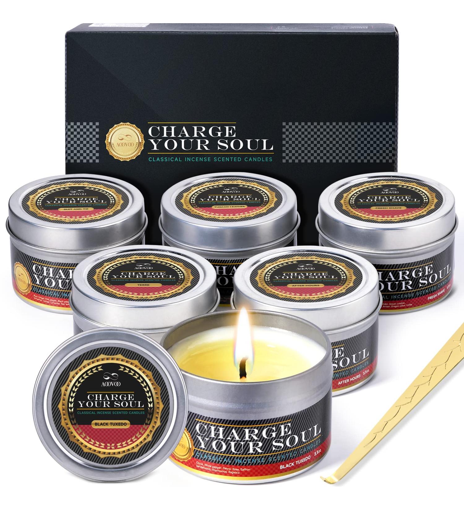 Set of 6 Aromatherapy Scented Candles - 21oz Soy Candles Gift Set | Rose Sandalwood & Oud Wood | Perfect Easter Gifts for Men & Women - Strong Fragrance for Home - Buy Online on GoSupps.com