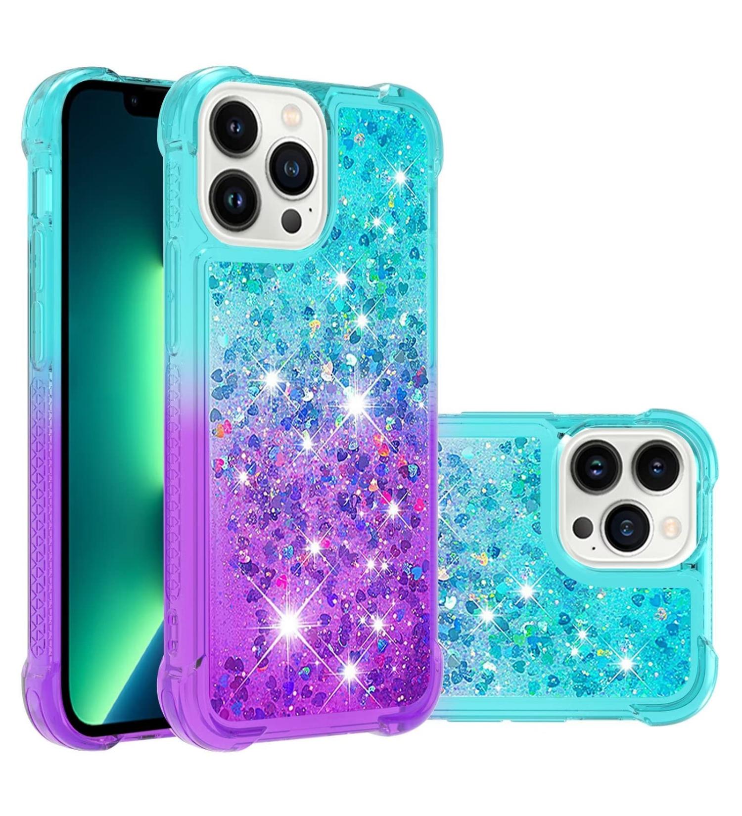 Buy Tivenfezk Nadoli Glitter Drive Sand Shell for iPhone 15 Pro Max - Shockproof Gradient Colored Waterfall Case Transparent Bumper Liquid Protection - Buy Online on GoSupps.com