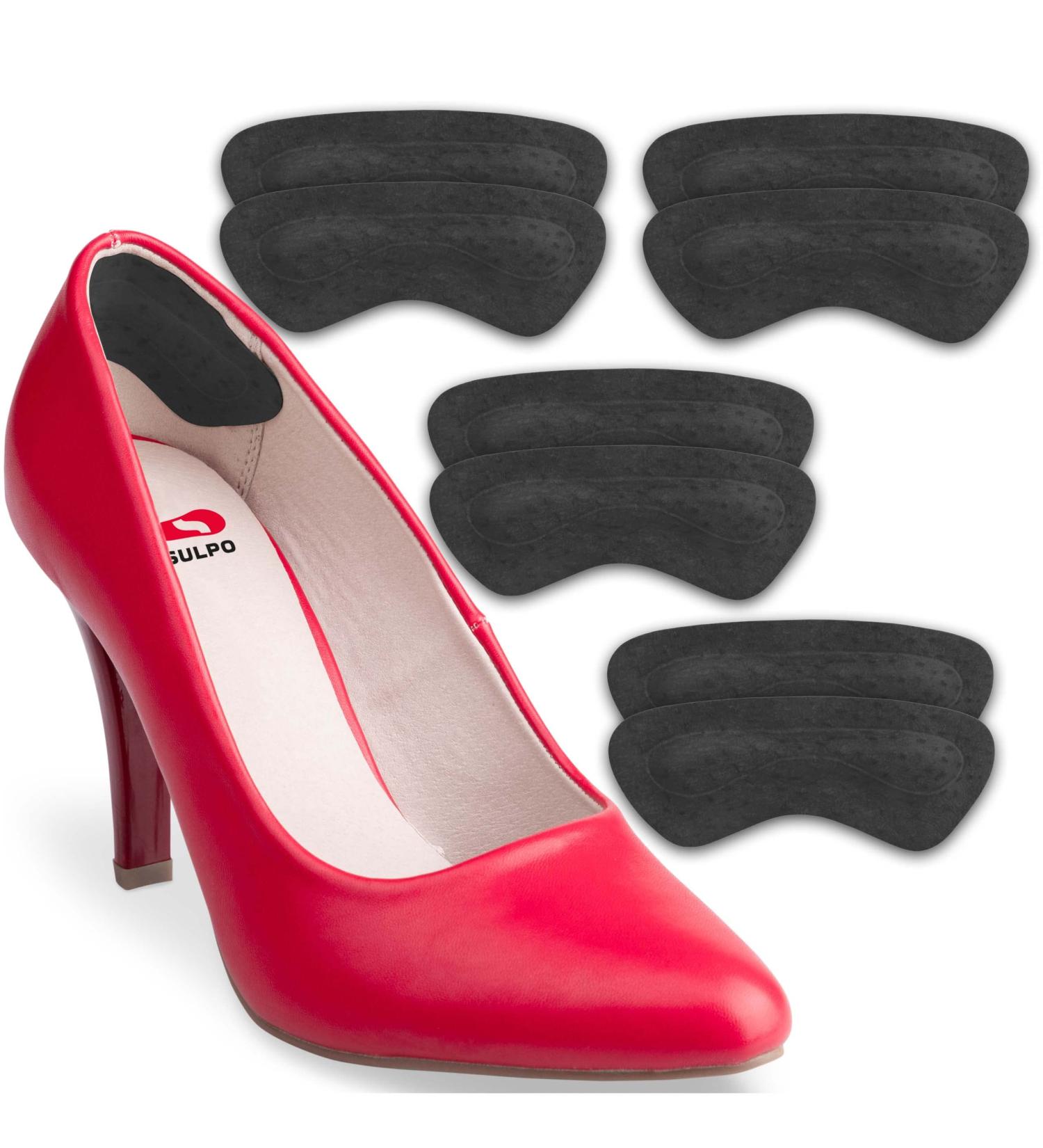 Sulpo Heel Pillow - Real Leather Shoe Inserts with Latex Foam Pads for Men & Women - Heel Protection & Cushioning - 4 Couples of Black Inserts - International Shipping Available - Buy Online on GoSupps.com