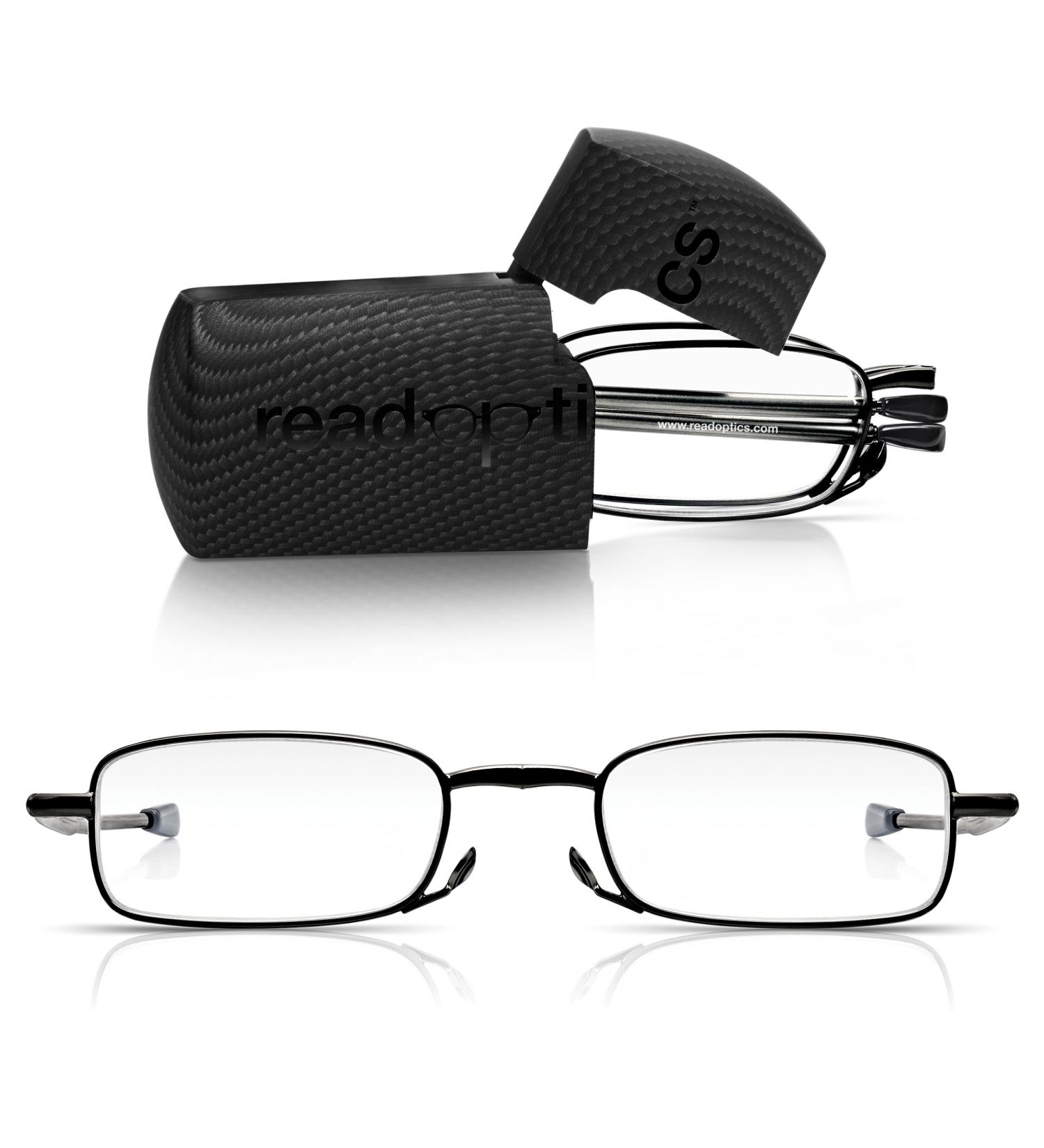 Buy Read Optics Foldable Full-Rim Reading Glasses for Men/Women - Prescription 2.0 Black Rectangular Style Includes Hard Shell Case & Travel Aid - Buy Online on GoSupps.com
