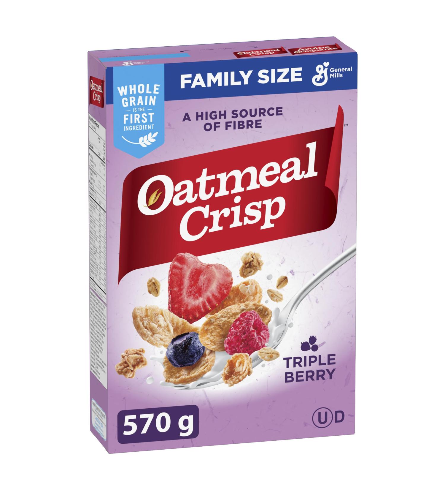OATMEAL CRISP - Family Size Pack - Triple Berry Cereal Box Whole Grain is The First Ingredient 570 Grams Package of Cereal FAMILY SIZE Berry Cereal 570 g (Pack of 1) - Buy Online on GoSupps.com