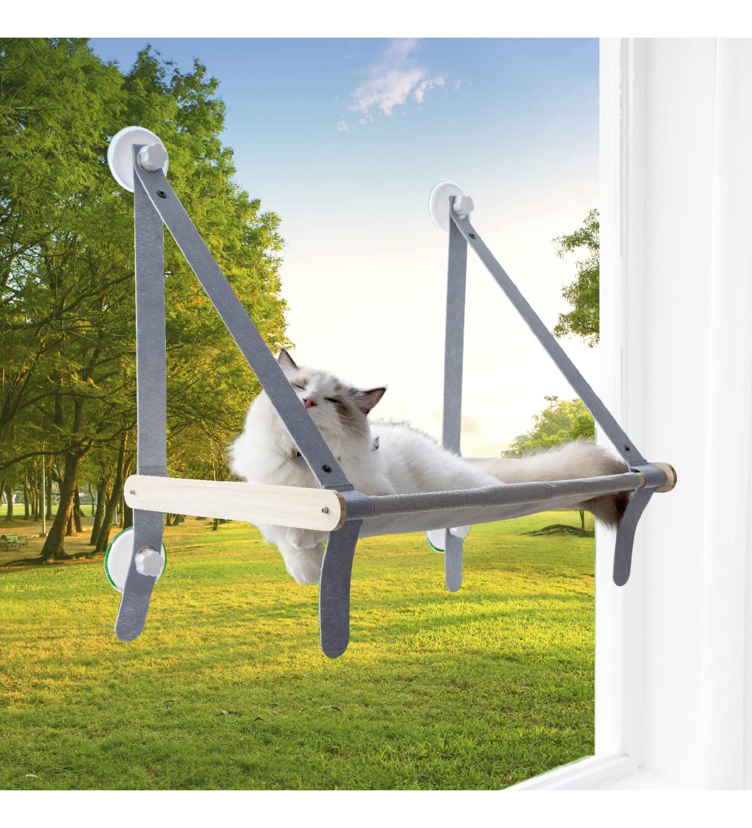 Collapsible Cat Window Perch Hammock Supports 40lbs | Large Bed for Indoor Cats - Buy Online on GoSupps.com