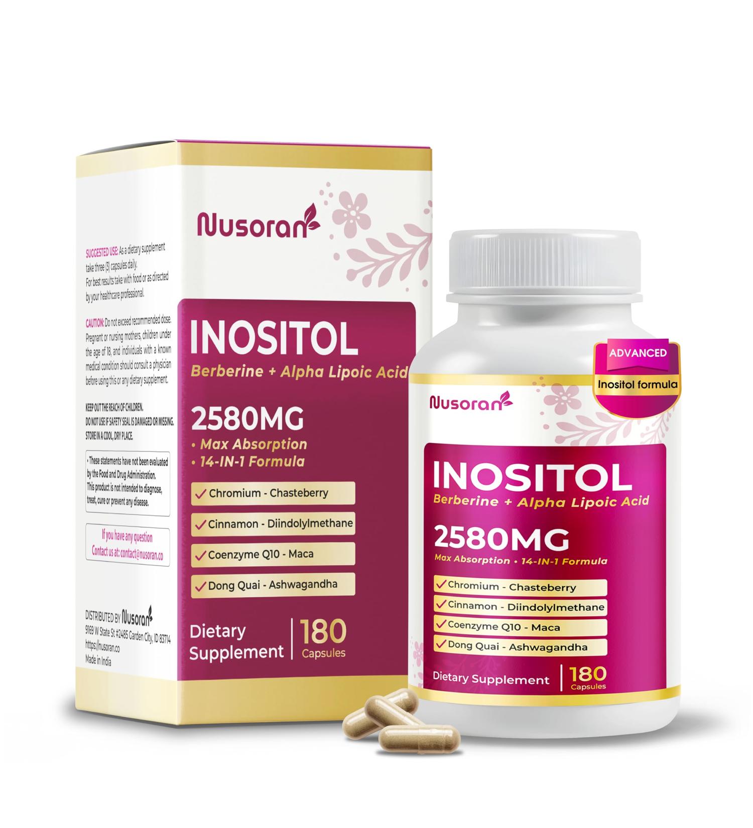 Ultra Inositol 2580mg - 14-in-1 with Berberine Alpha Lipoic Acid Chasteberry DIM - Max Absorption - 180 Capsules - Non-GMO Gluten-Free Lab Tested 180 count (pack of 1) - Buy Online on GoSupps.com
