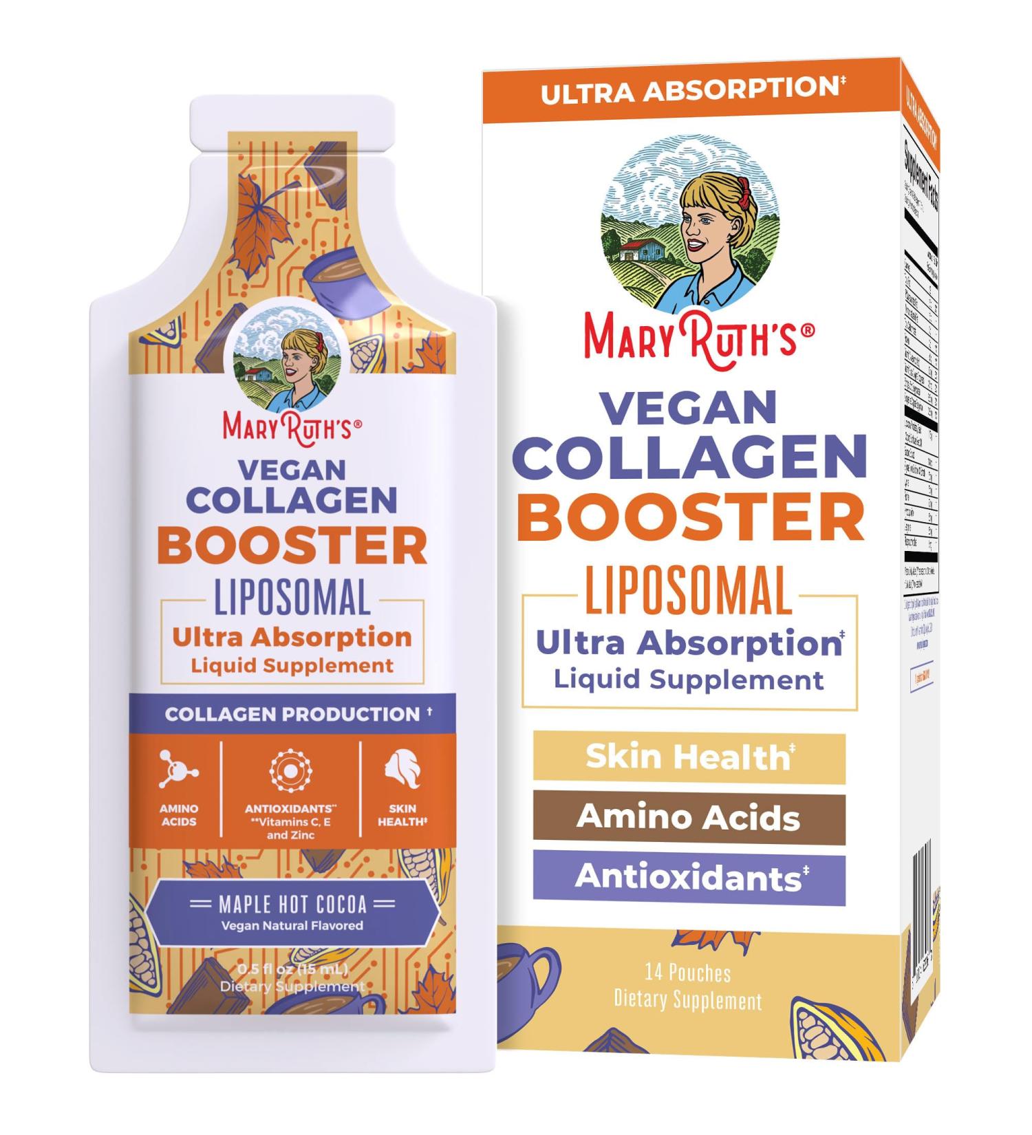 MaryRuth Organics Collagen Booster Liposomal | Sugar Free | Liquid Collagen Booster with VIT C E Zinc Copper&Silica | Skin Care&Joint Support Supplement | Vegan | Non-GMO | Gluten Free | 14 Serving - Buy Online on GoSupps.com