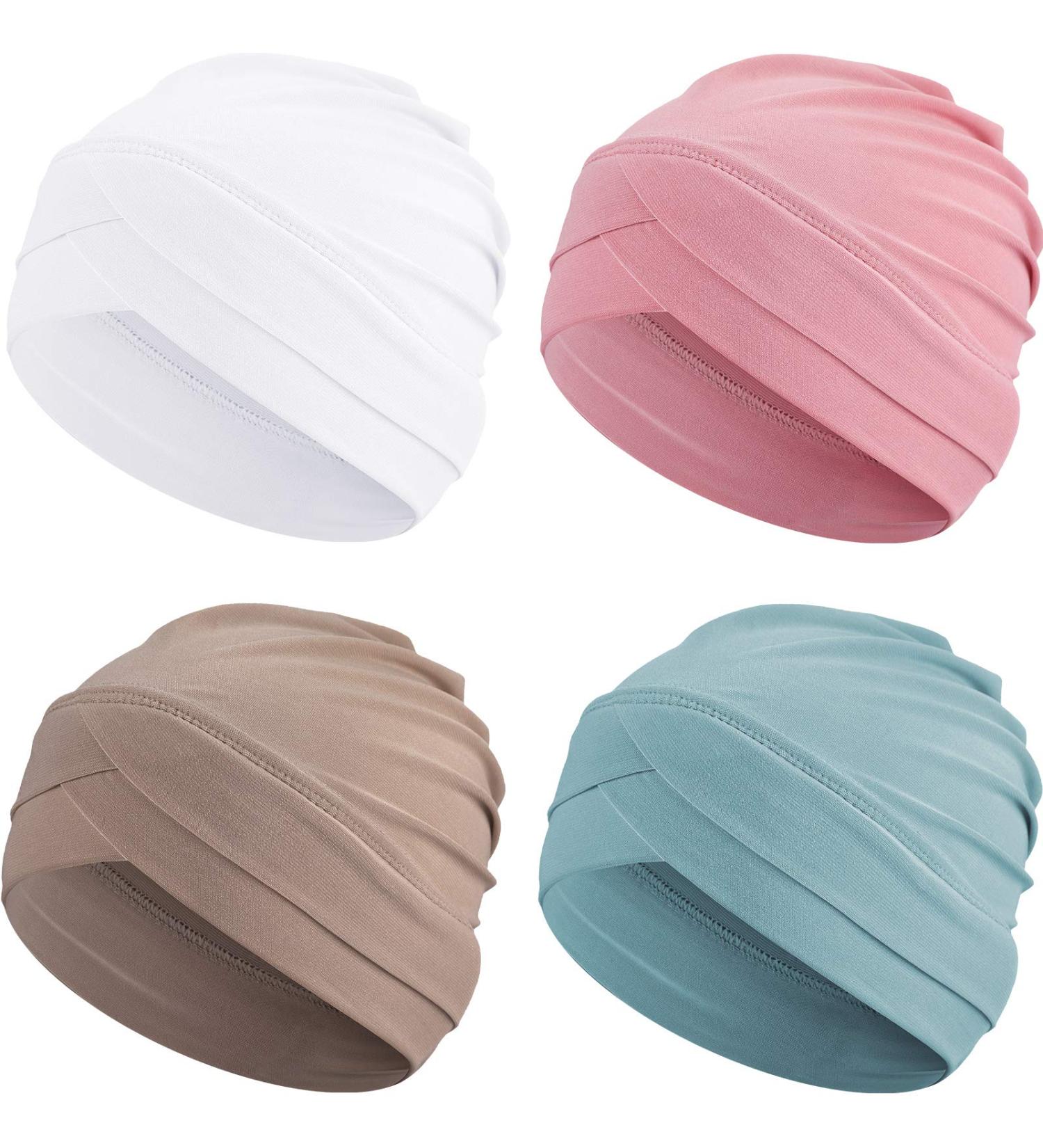 Buy Geyoga Women's Turban Caps - 4 Pack Chemo Head Covers | Stretchy Beanies & Sleep Caps in Mint Green Khaki White & Light Pink - Ideal Cancer Headgear - Buy Online on GoSupps.com
