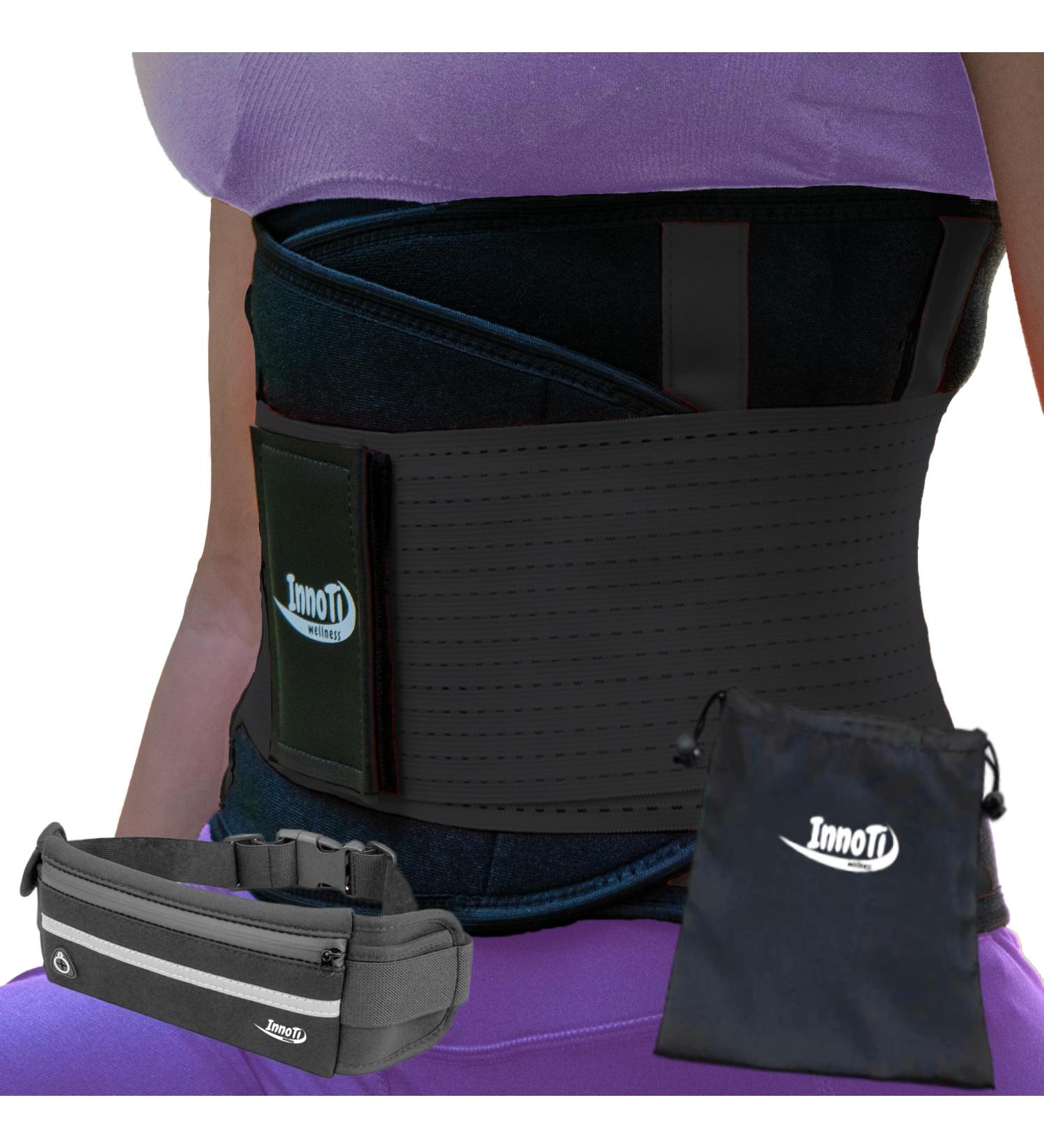 Innoti Back Band for Men & Women | Lumbar Support Belt - Compression & Double Adjustment Straps - Black XXL (107-123 cm) - Buy Online on GoSupps.com