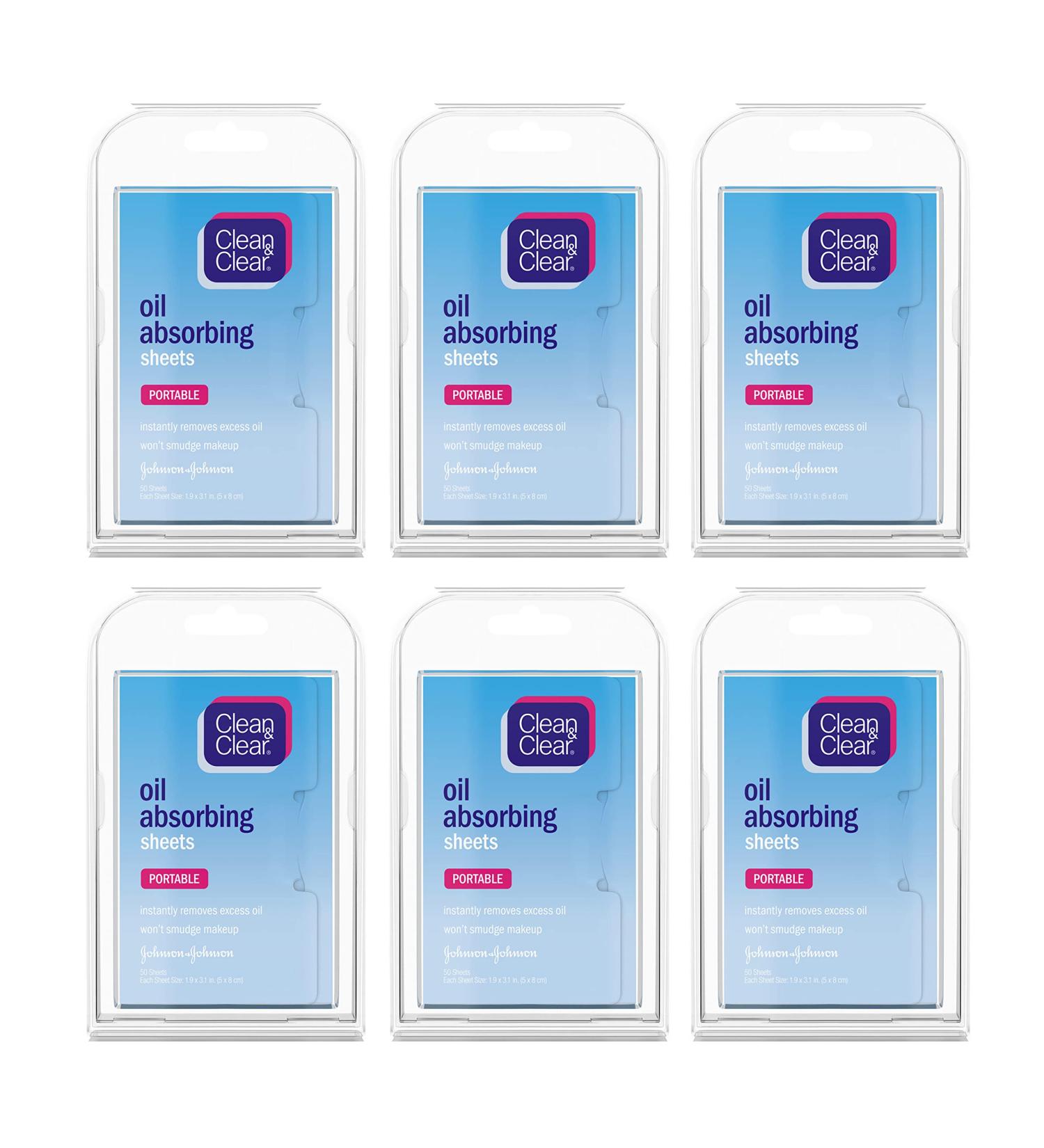 Clean & Clear Oil Absorbing Facial Sheets - 50 ct (Pack of 6) | Blotting Papers for Face & Nose | Absorbs Excess Oil & Shine Instantly - Buy Online on GoSupps.com