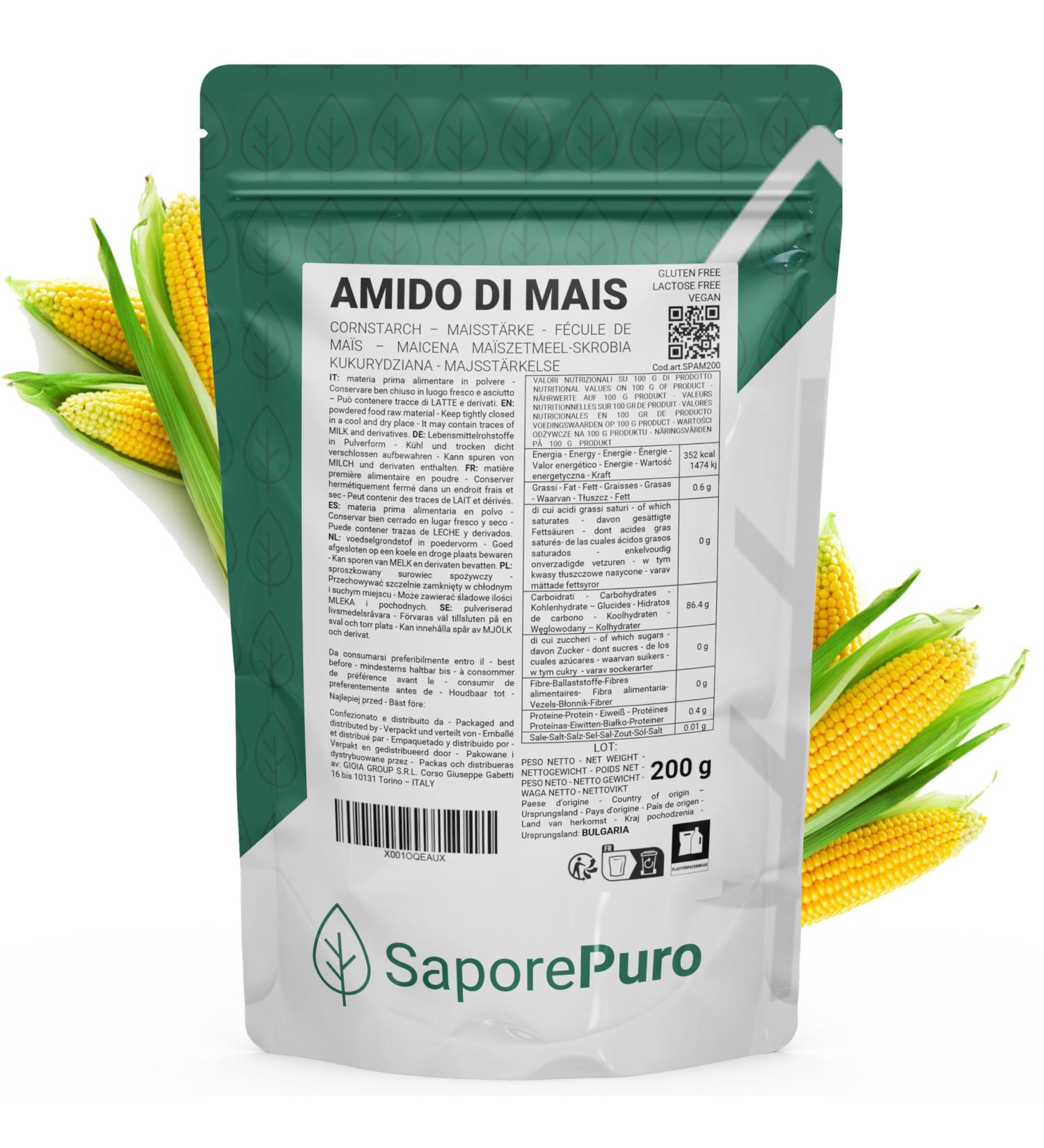 Saporepuro Corn Starch Powder 200g - Gluten Free - Buy Online on GoSupps.com