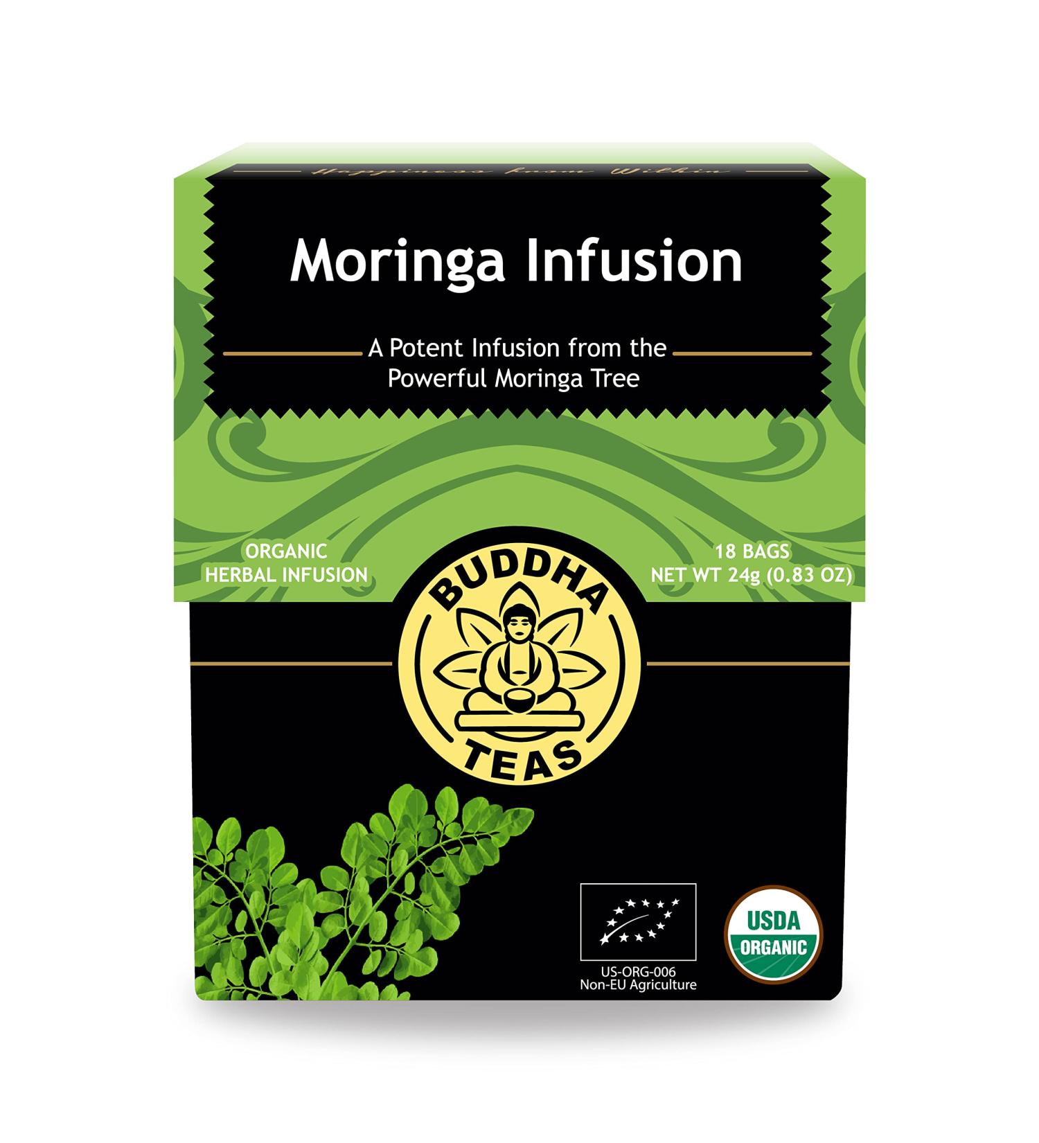 Buddha Teas Organic Moringa Tea - USDA Organic, OU Kosher, 18 Bleach-Free Bags - Buy Online on GoSupps.com