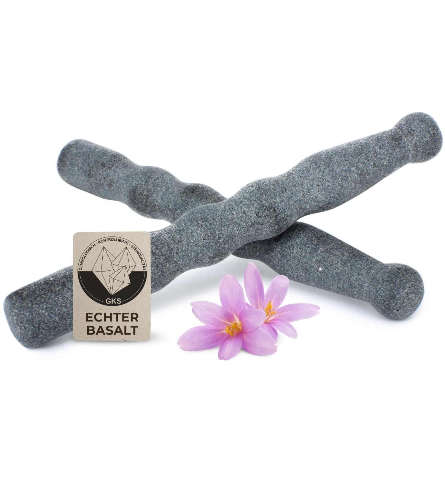 Premium Hot Stone Puncture Stone Set - Certified Real Basalt with Grip for Ultimate Hot Stone Massage - 2 Pieces - Buy Online on GoSupps.com