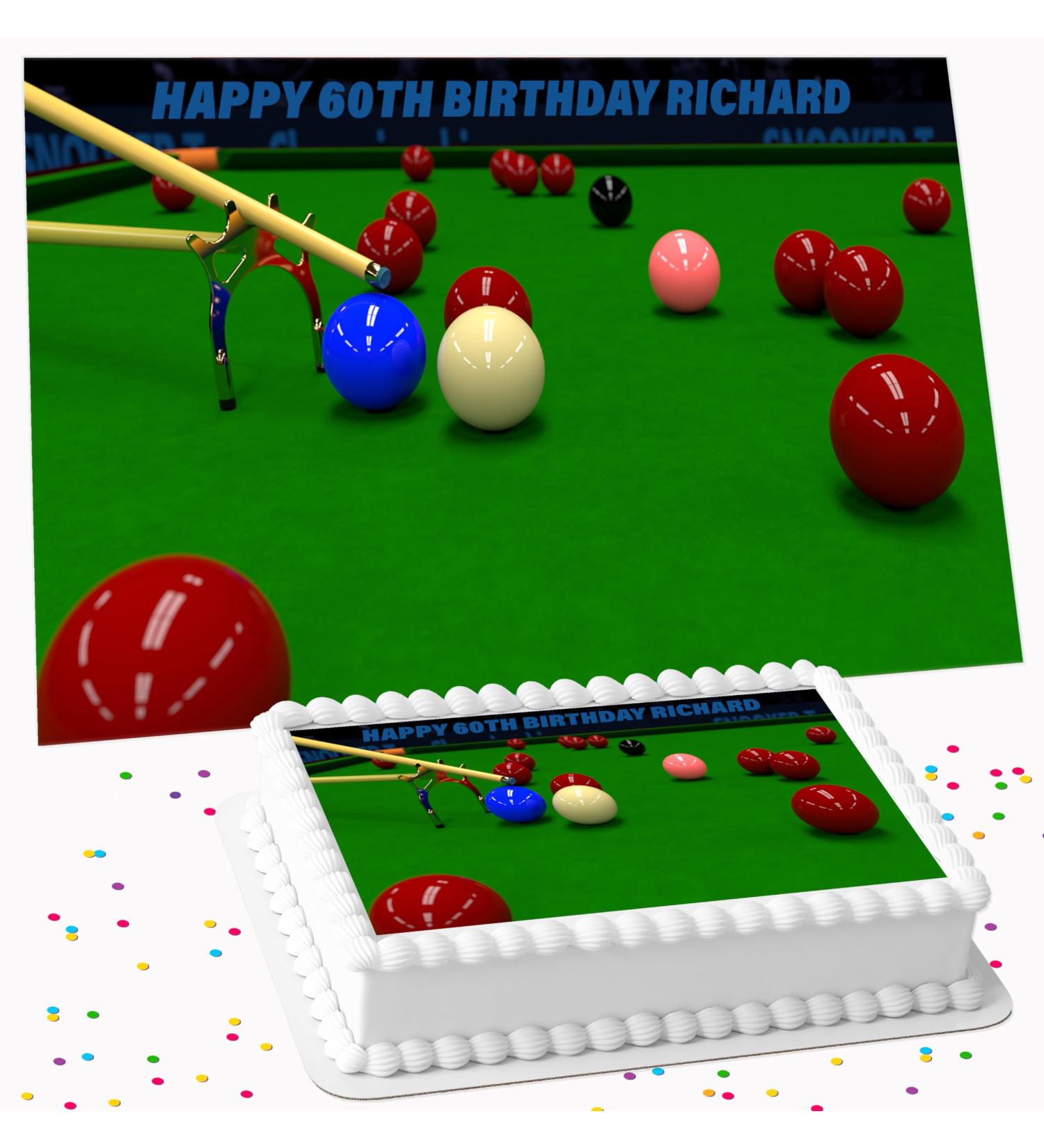 SNOOKER PERSONALISED ICING EDIBLE COSTCO CAKE TOPPER R2-4137