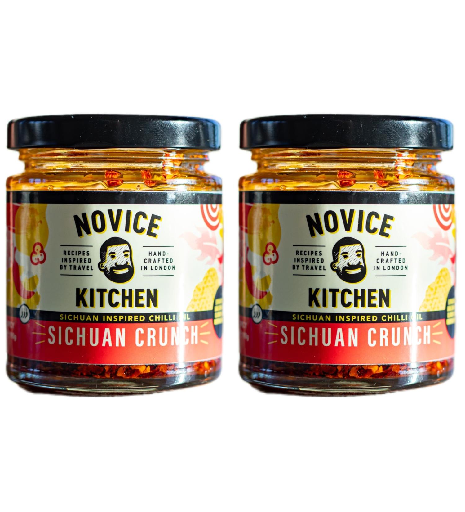 Novice Kitchen Sichuan Crunch Chilli Oil 190ml Pack of 2 | Spicy Crispy Chilli Oil made with Korean Chilli Flakes & Sichuan Peppercorns | Crunchy Spicy & Umami Chilli Crisp Oil | - Buy Online on GoSupps.com