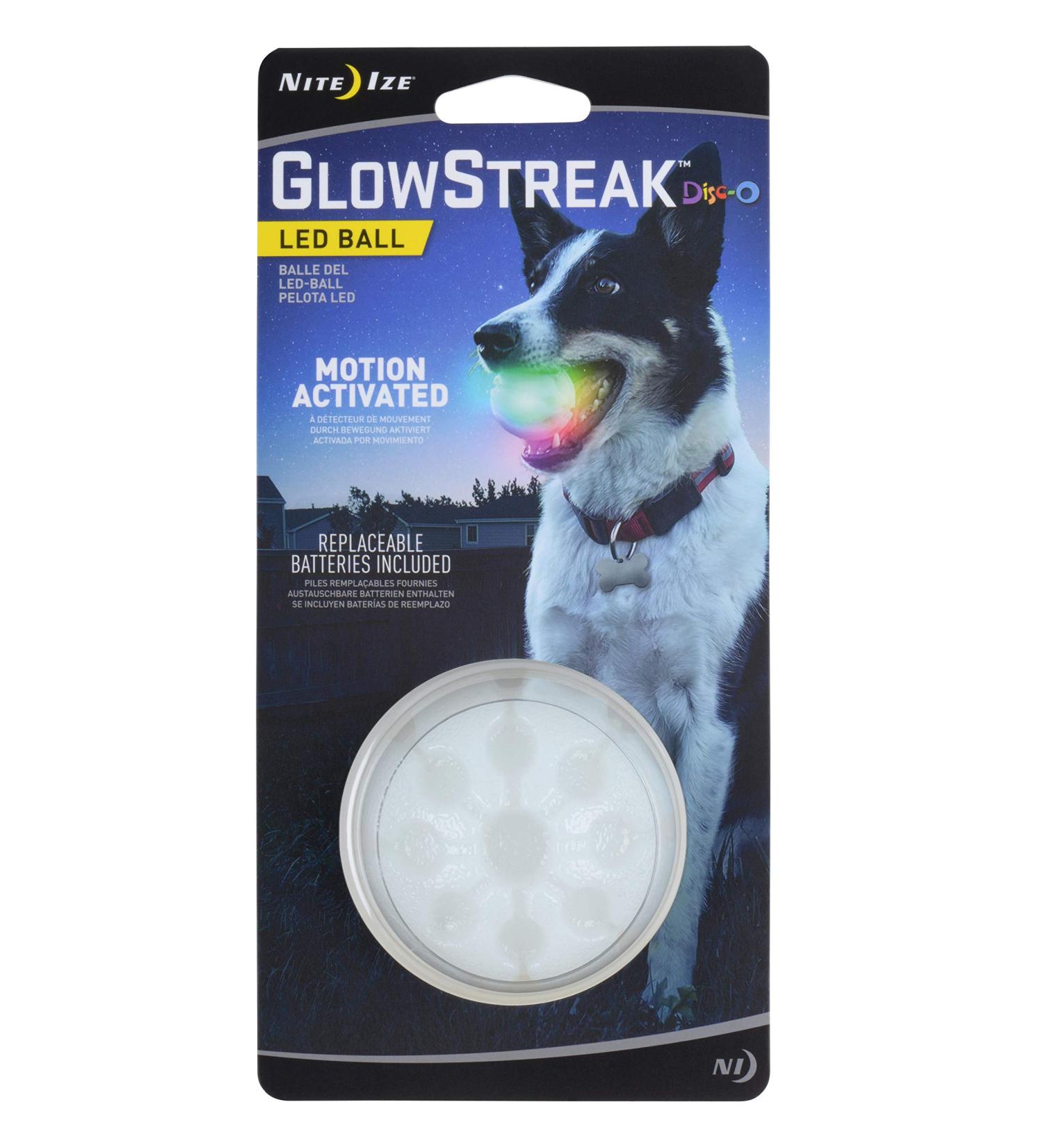 Nite Ize GlowStreak LED Dog Ball - Bounce-Activated Light Up Disc-O (Alternating) - Durable Fetch Toy for Dogs - Buy Online on GoSupps.com