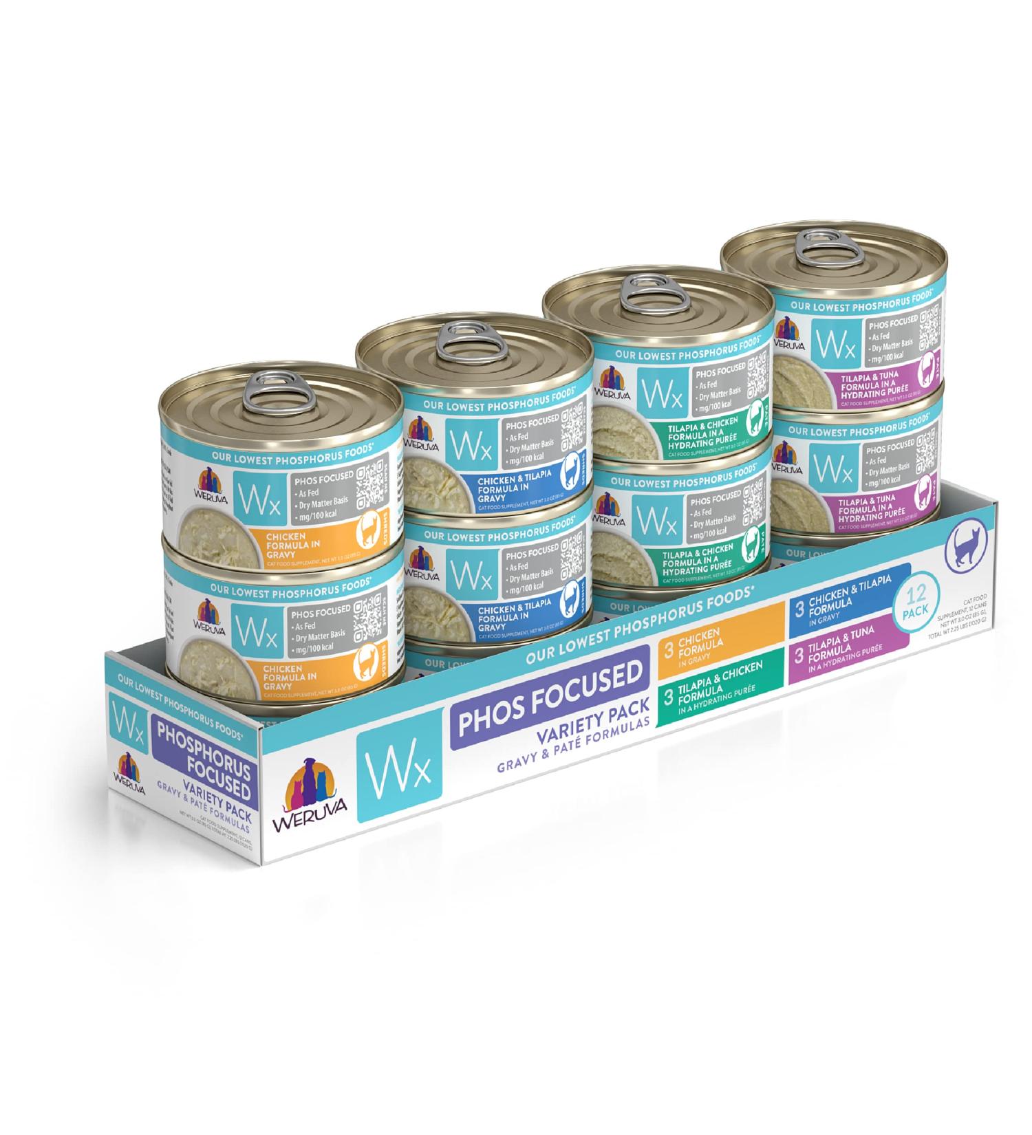 Weruva Wx Phos Focused Natural Pate & Gravy Variety Pack 3oz Can - 12 Pack - Buy Online on GoSupps.com