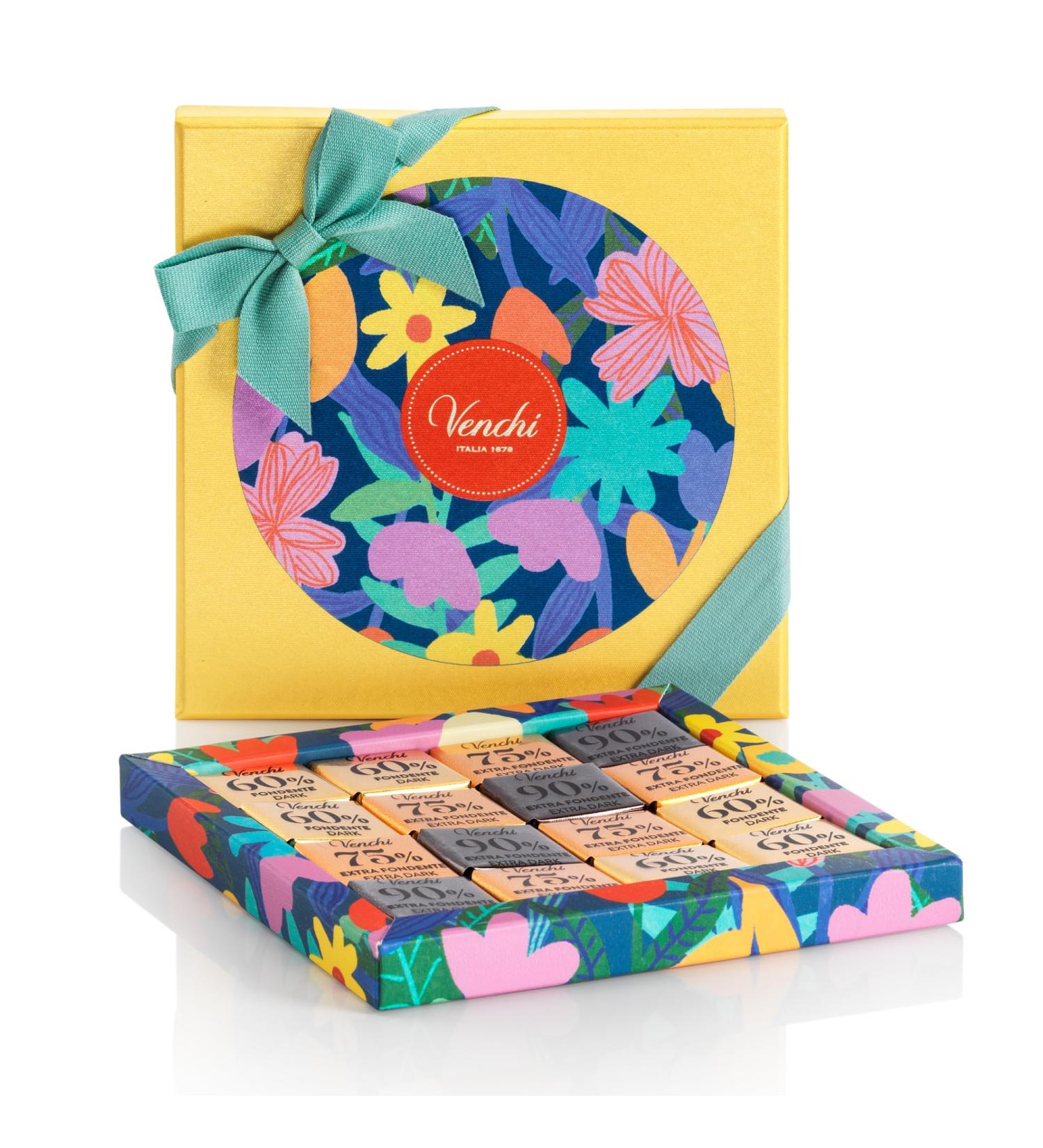 Venchi - Coffret Printemps Mini Blend Assortis 47 Gr 16 Carr s de Chocolat Noir 60% 75% et 90% Sans Gluten Collection Printemps Venchi Id e Cadeau - Buy Online on GoSupps.com
