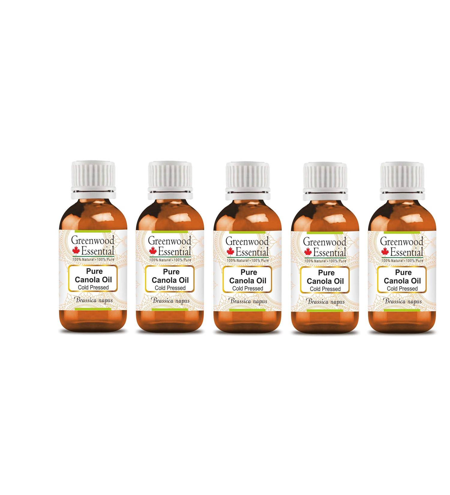  Greenwood Essential Greenwood Essential 5 x 100ml Pure Canola Oils (Brassica Napus) 100% Natural Cold Pressed Therapeutic Grade Canola Oils for Personal Care - Buy Online on GoSupps.com