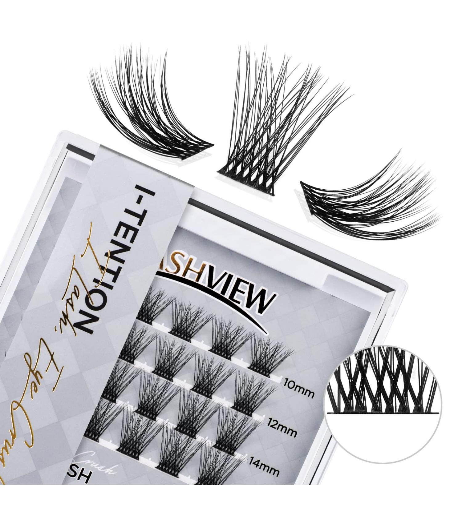 LASHVIEW Cluster Lashes - DIY 3D Eyelash Extensions, Reusable, Black, Super Thin Band, 24 Criss Cross Mix - Buy Online on GoSupps.com