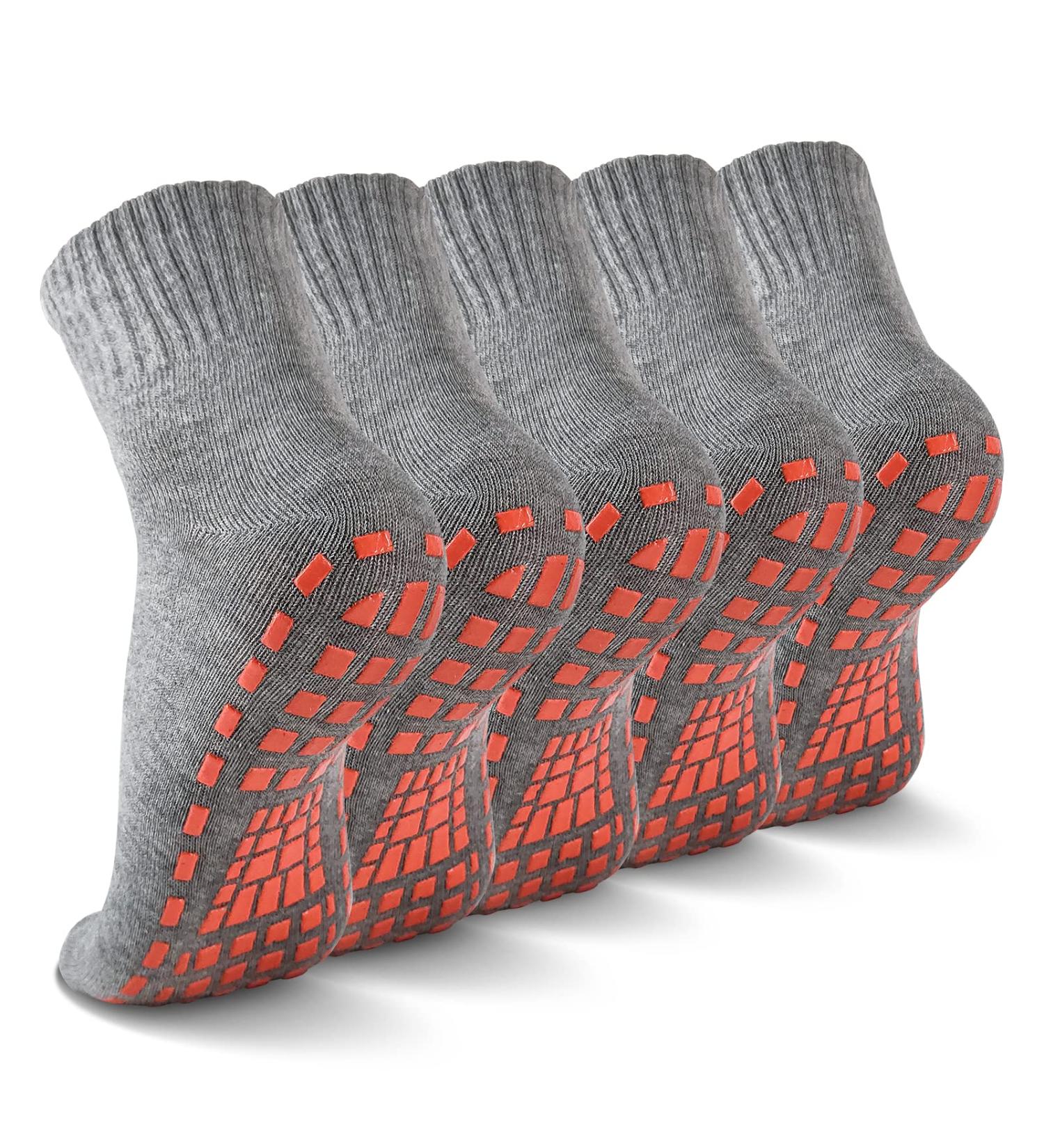 NOVAYARD 5 Pairs Non Slip Grip Socks Yoga Pilates Hospital Men Women Grey Large - Buy Online on GoSupps.com