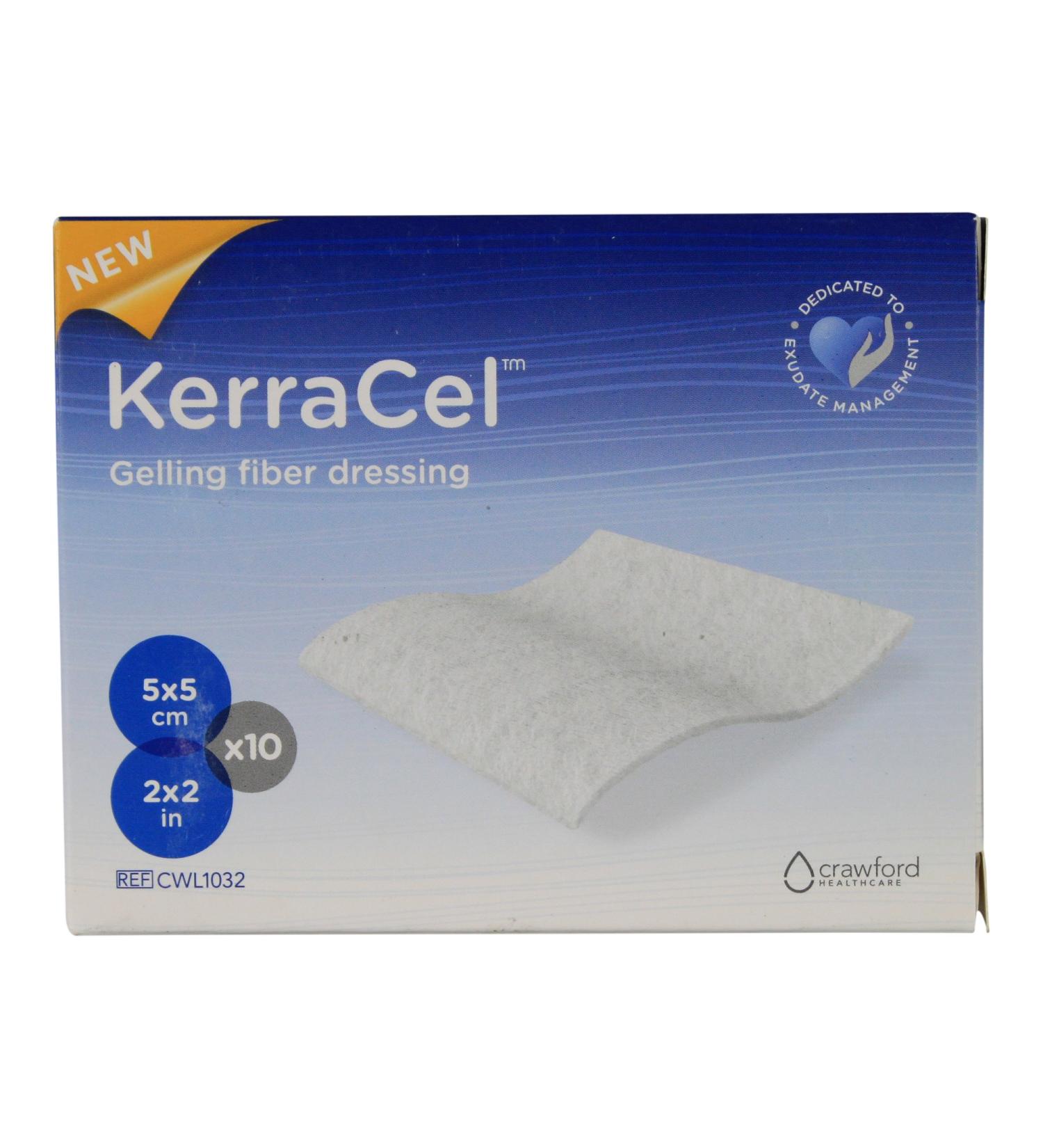 KerraCel 2x 2 Gelling Fiber Wound Dressing (CWL1032) - Absorbs and Isolates Wound Drainage and Bacteria  Micro-Contours to The Wound Bed  Maintains Healthy Moisture Levels (Box of 10) 2x 2 Box of 10