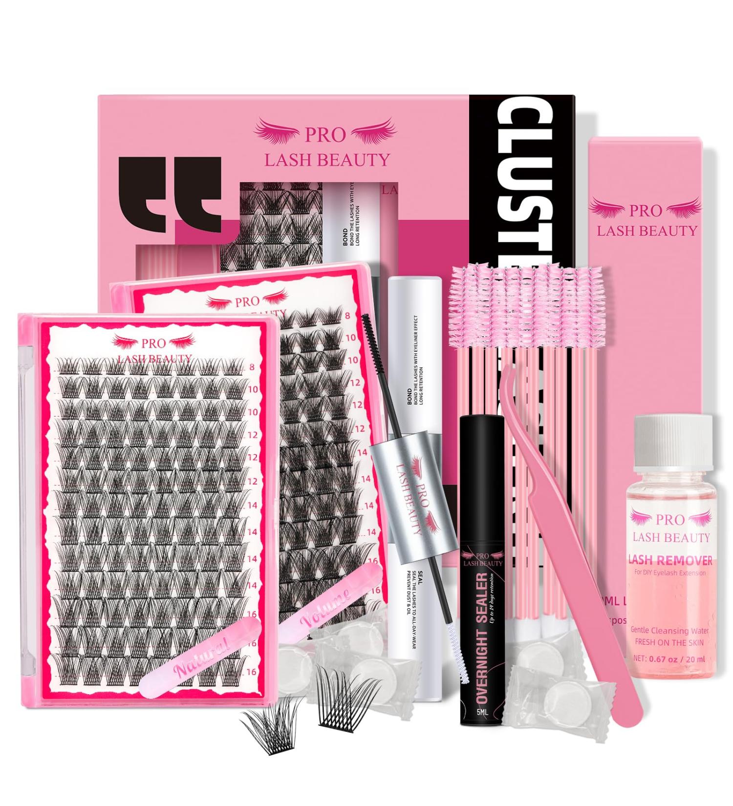 DIY Lash Extension Kit with 208 Pcs Lash Clusters | Easy-to-Use Beginner Lashes Kit with Bond Remover & Applicator | Volume+Natural Look - Buy Online on GoSupps.com