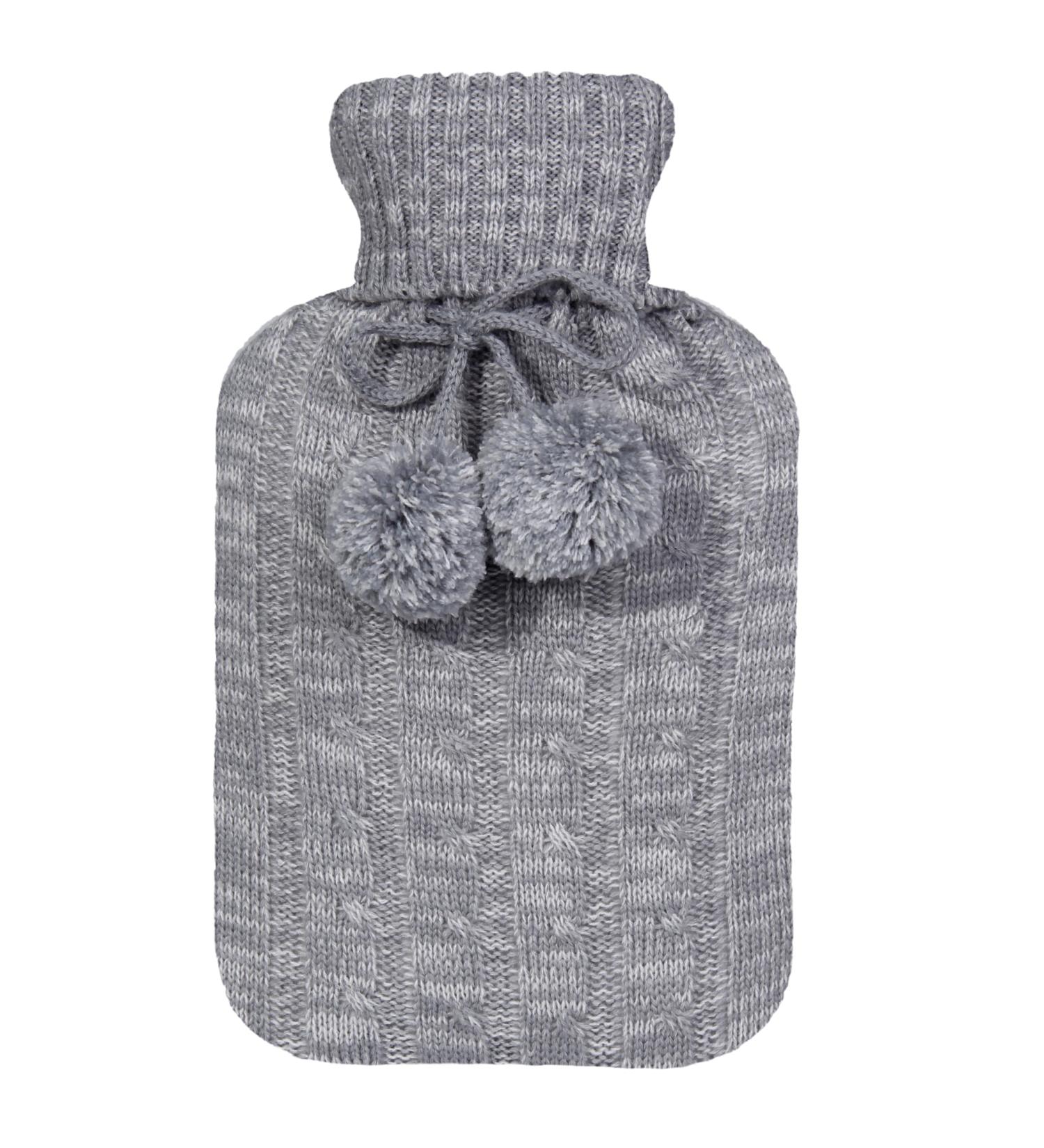 Samply 2L Hot Water Bottle with Knitted Cover - Grey | Hot and Cold Compress for Pain Relief - Buy Online on GoSupps.com