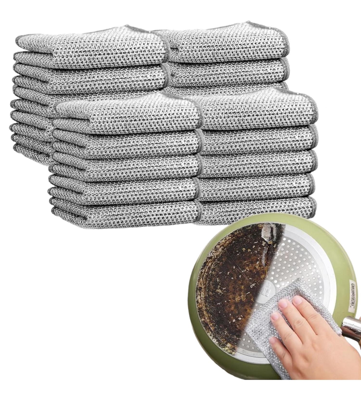 20pcs Wire Dishwashing Rag Multipurpose Wire Dishwashing Rags for Wet and Dry Non Scratch Wire Dishcloth Washing Rag Premium Metal Wire Dishwashing Cloth Scrubs Applicable to Dishes Sinks Stove Tops Silver - Buy Online on GoSupps.com