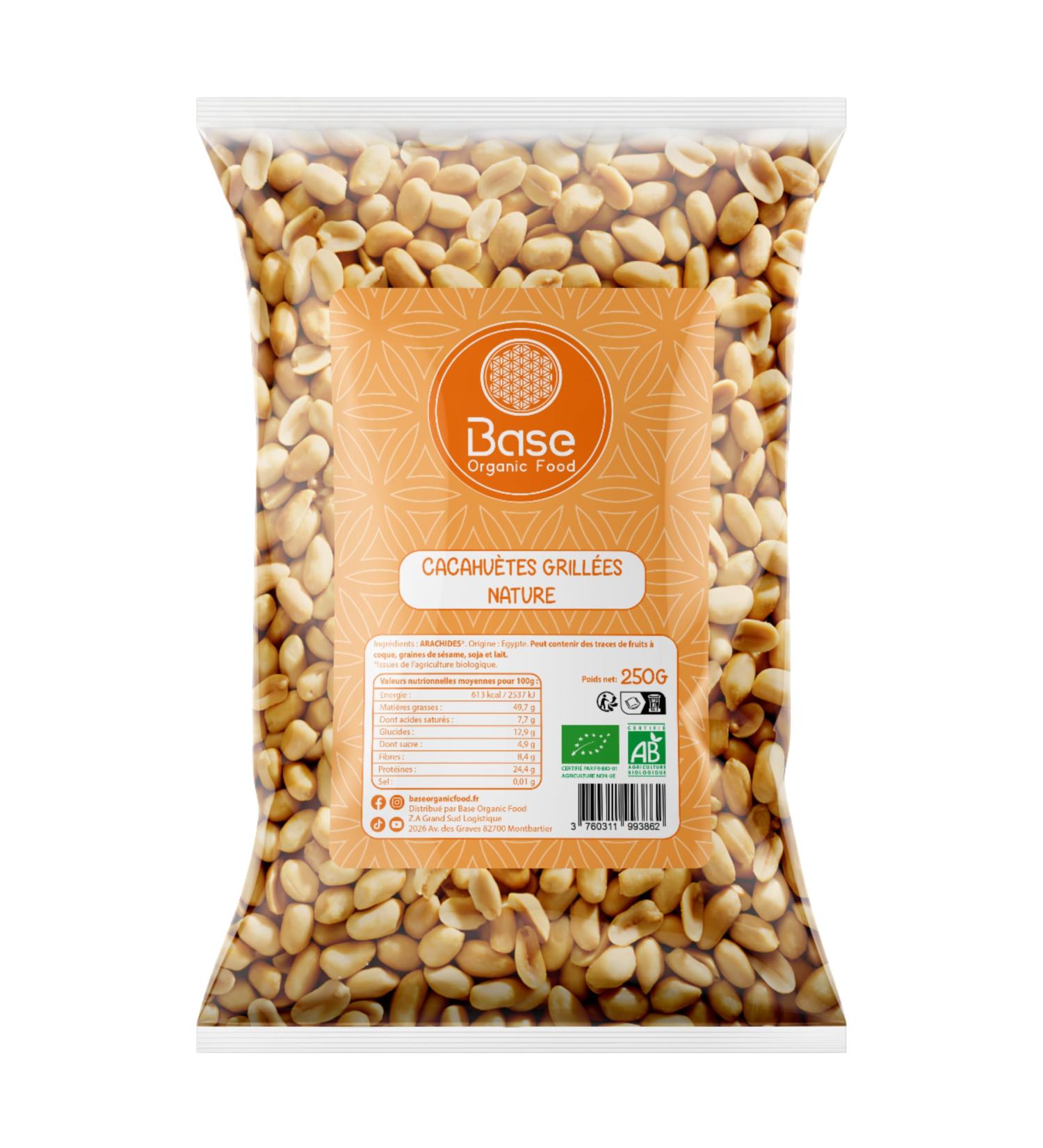 Organic Salt Free Peanuts Grilled Peanuts 250g | 100% Natural Peanuts | Jumbo Peanuts | Healthy & Energizing Snack | Non-GMO | Ideal for Vegetarians & Vegans | BASE ORGANIC FOOD - Buy Online on GoSupps.com