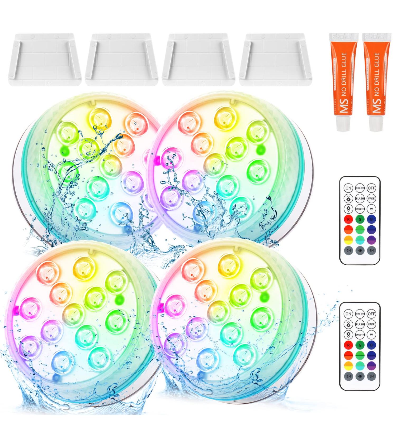 Czemo Pool Lighting - 4 Magnetic LED Underwater Lights with Remote Control | IP68 Waterproof for Pools Ponds & Aquariums - Buy Online on GoSupps.com