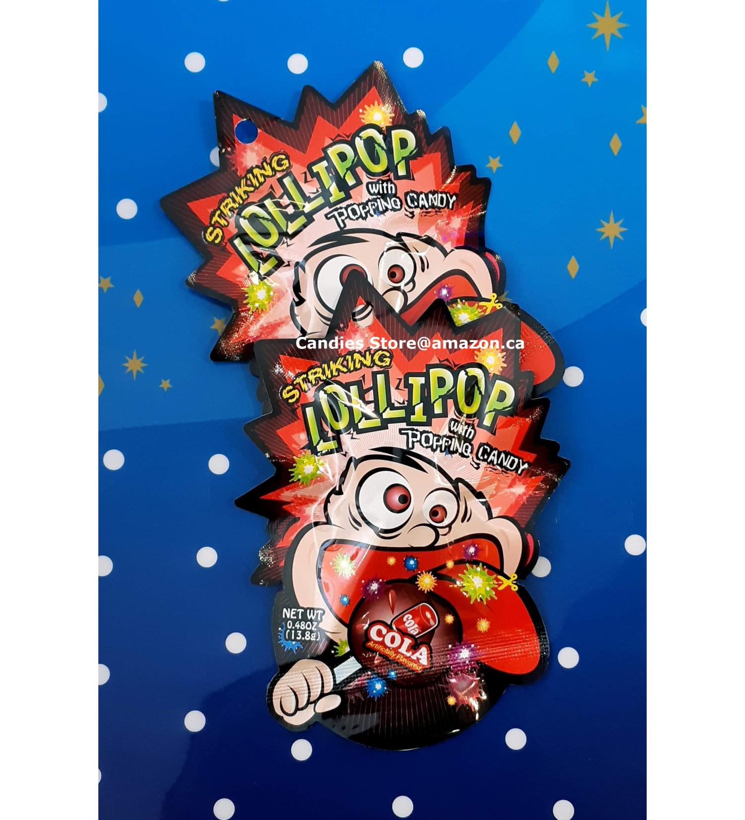 STRIKING Cola Popping Candy Lollipop (2 Packs)