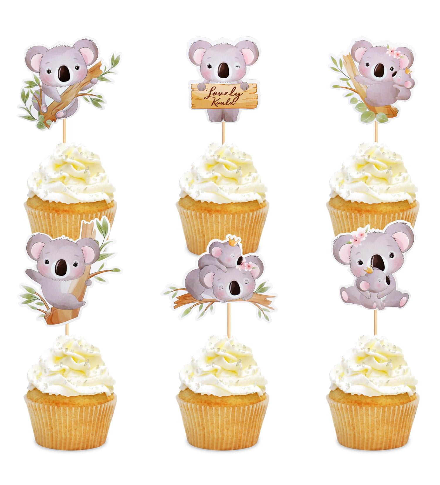 Ercadio 24 Pack Koala Cupcake Toppers Koala Cupcake Picks Wild Animal Cupcake Picks Koala Birthday Cupcake Decorations for Baby Shower Birthday Animal Theme Party Cake Decor Supplies Pattern-7 - Buy Online on GoSupps.com