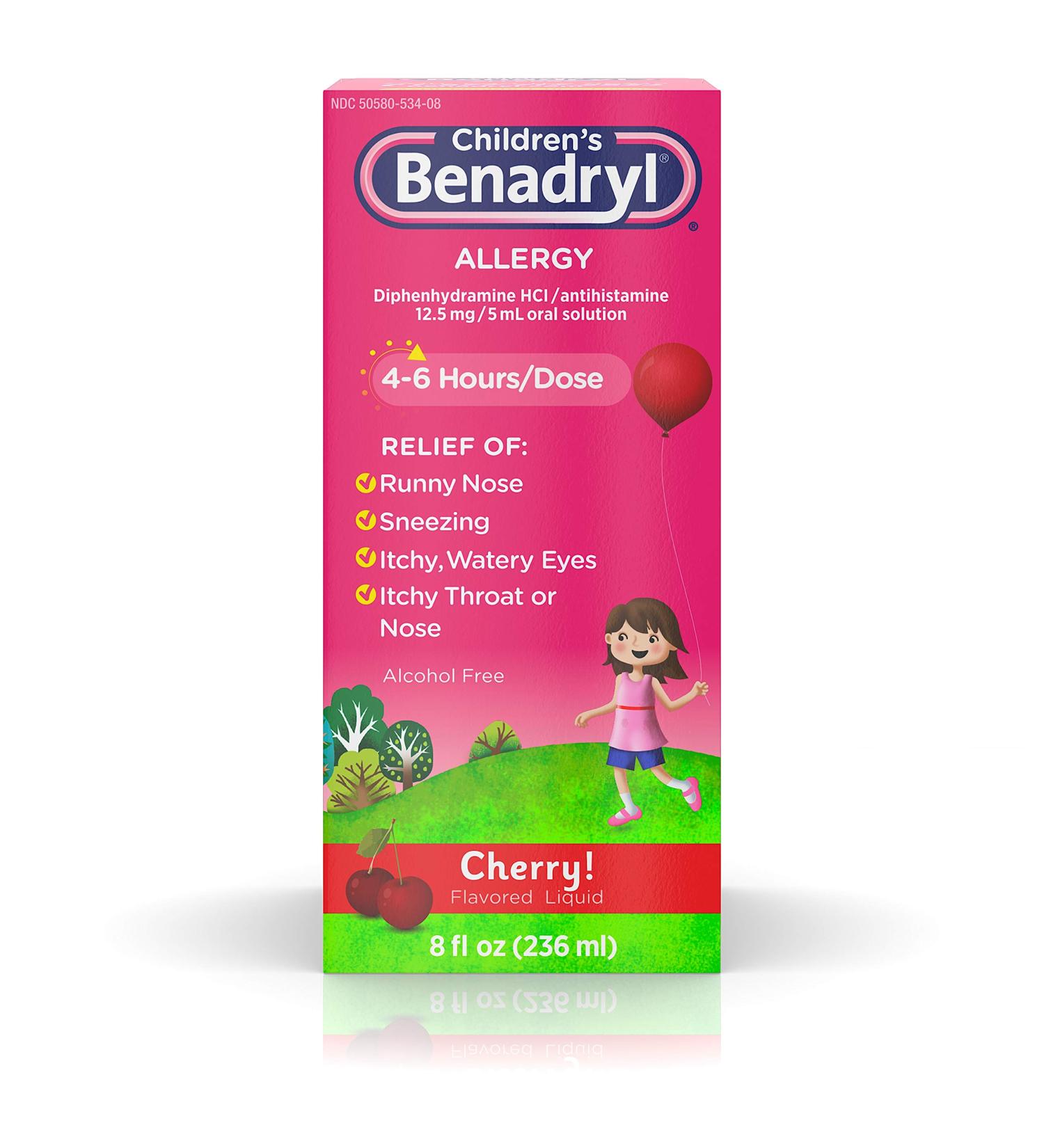 Pharmapacks Children's Benadryl Allergy Liquid Cherry 8 oz (Pack of 4) - Buy Online on GoSupps.com