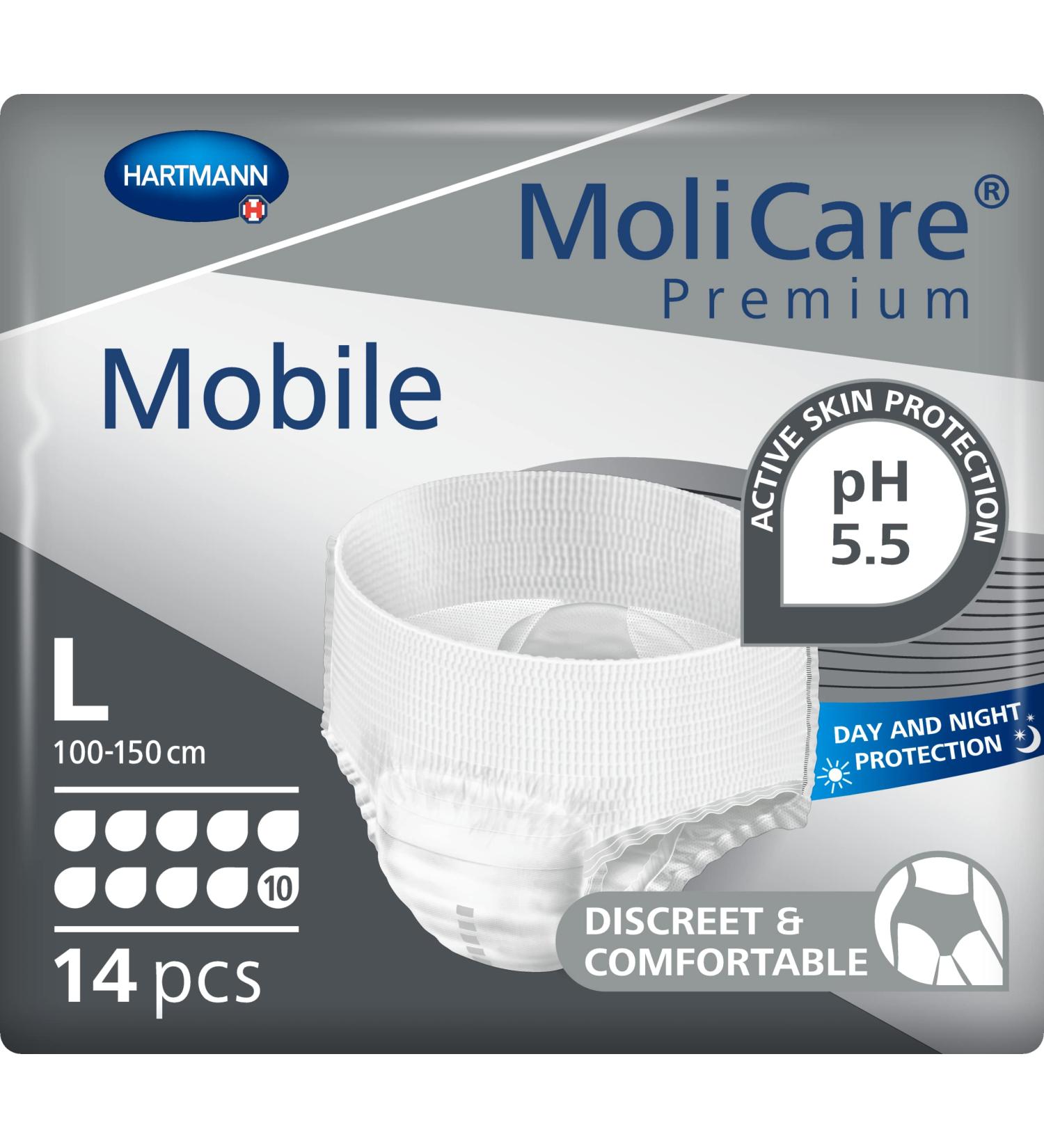 Molicare Premium Mobile Disposable Pants for Incontinence - Size L (100-150 cm) - 14 Pieces - Discreet & Effective for Men & Women - Buy Online on GoSupps.com