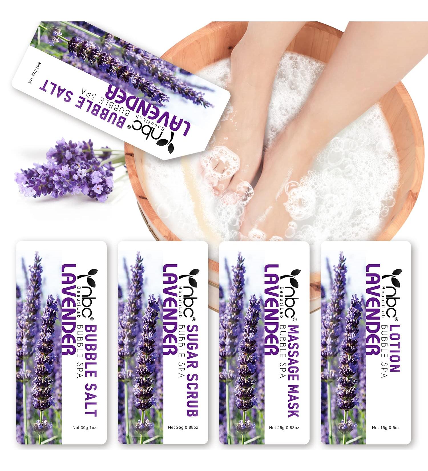 Spa Pedicure Kit: 4-in-1 Foot Care Set for Home Treatment - Lavender Scented Foot Soak, Scrub, and Lotion for Dry, Cracked Feet - Buy Online on GoSupps.com